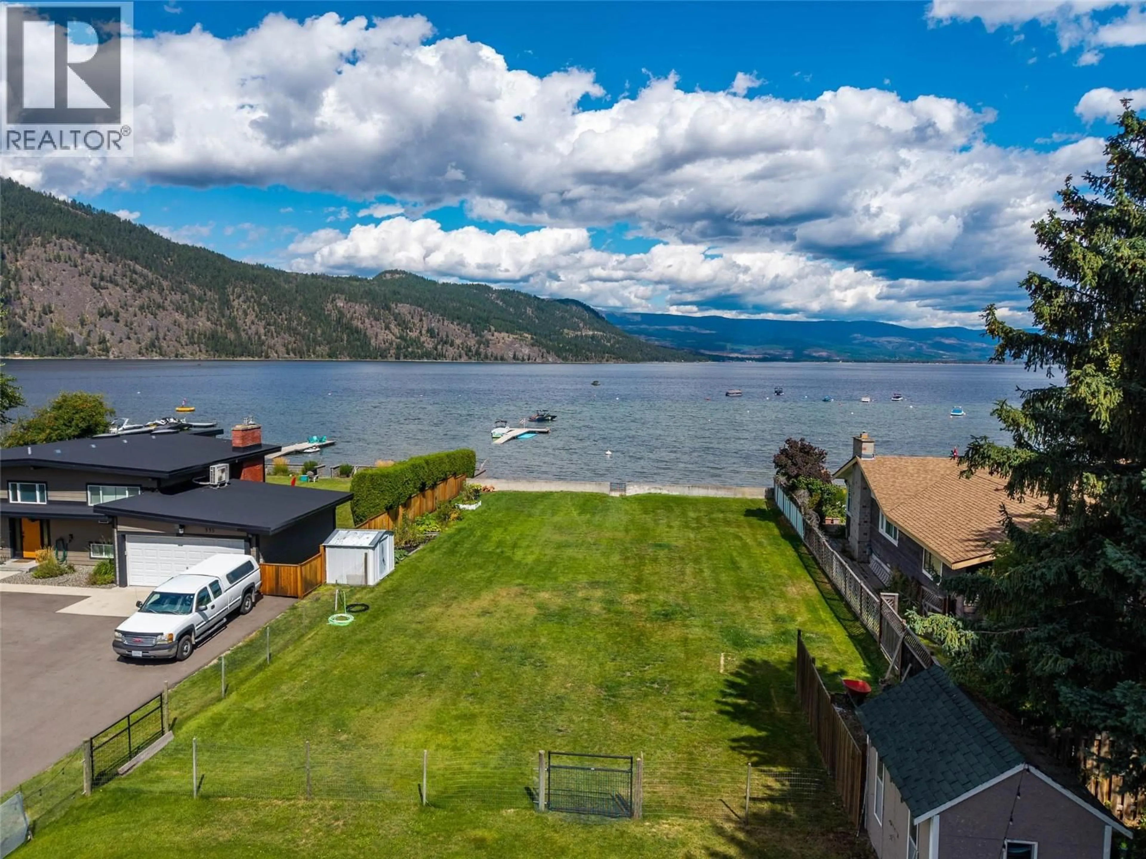 A pic from outside/outdoor area/front of a property/back of a property/a pic from drone, water/lake/river/ocean view for 329 & 331 LAKESHORE DRIVE, Chase British Columbia V0E1M0