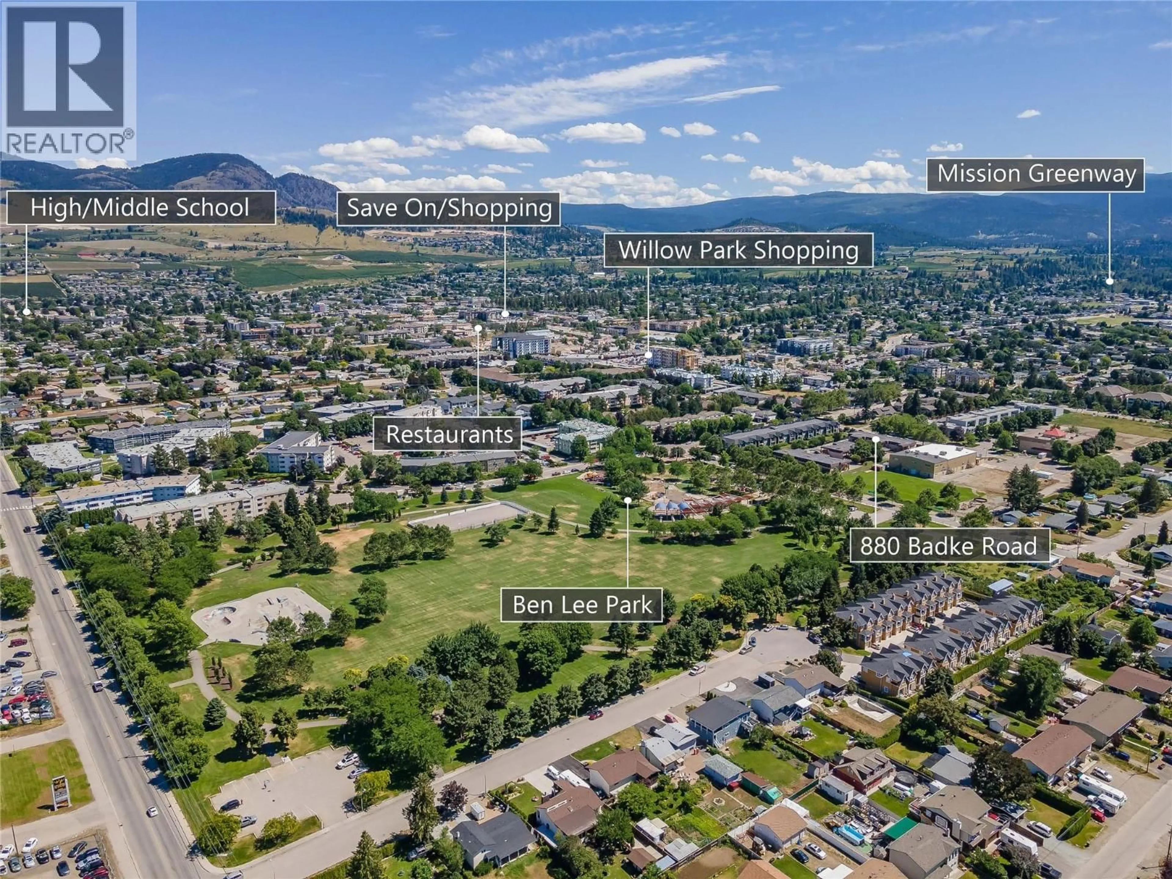 A pic from outside/outdoor area/front of a property/back of a property/a pic from drone, mountain view for 103A - 880 BADKE ROAD, Kelowna British Columbia V1X5Z6