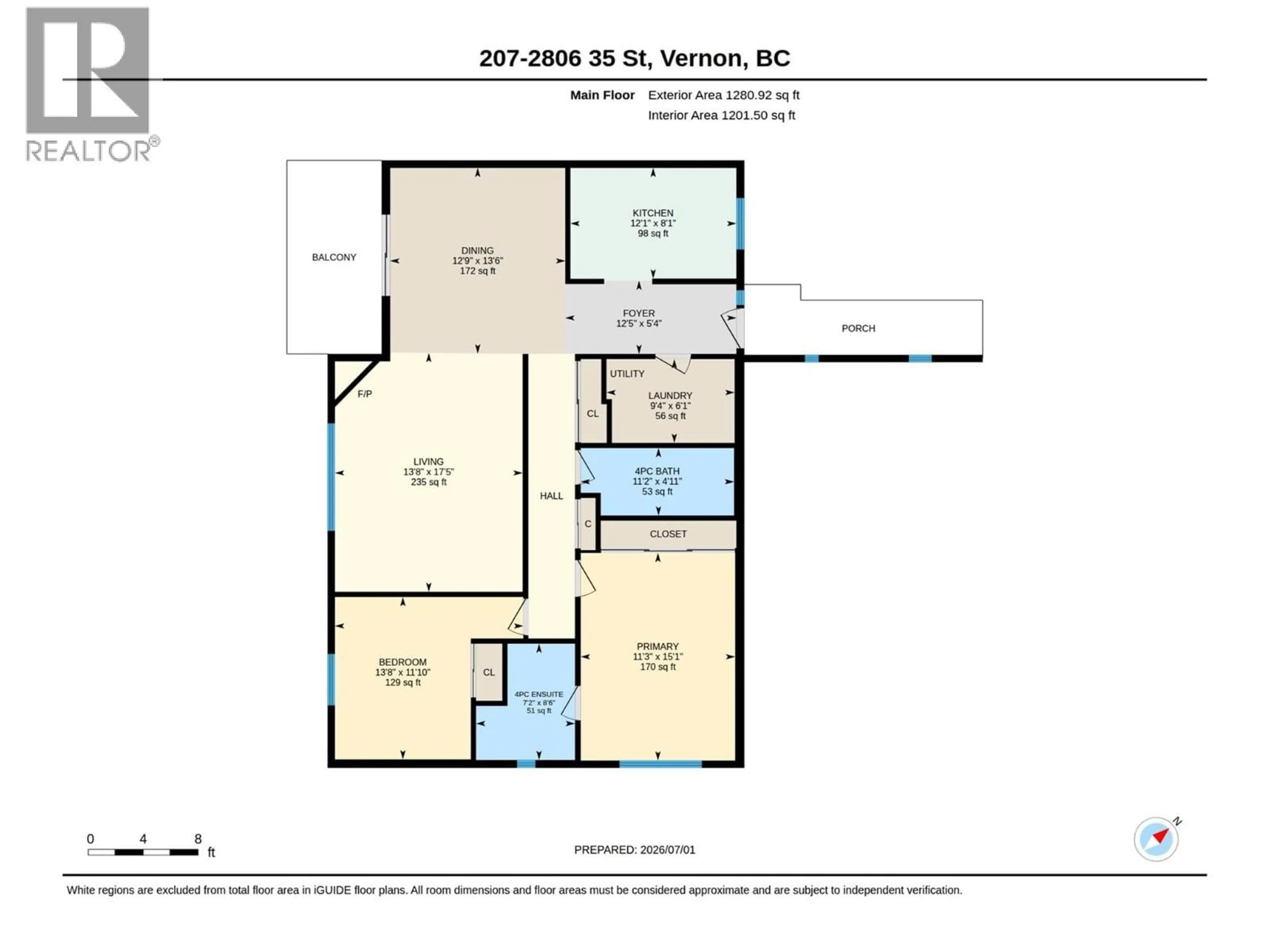 Floor plan for 207 - 2806 35 STREET, Vernon British Columbia V1T6B5