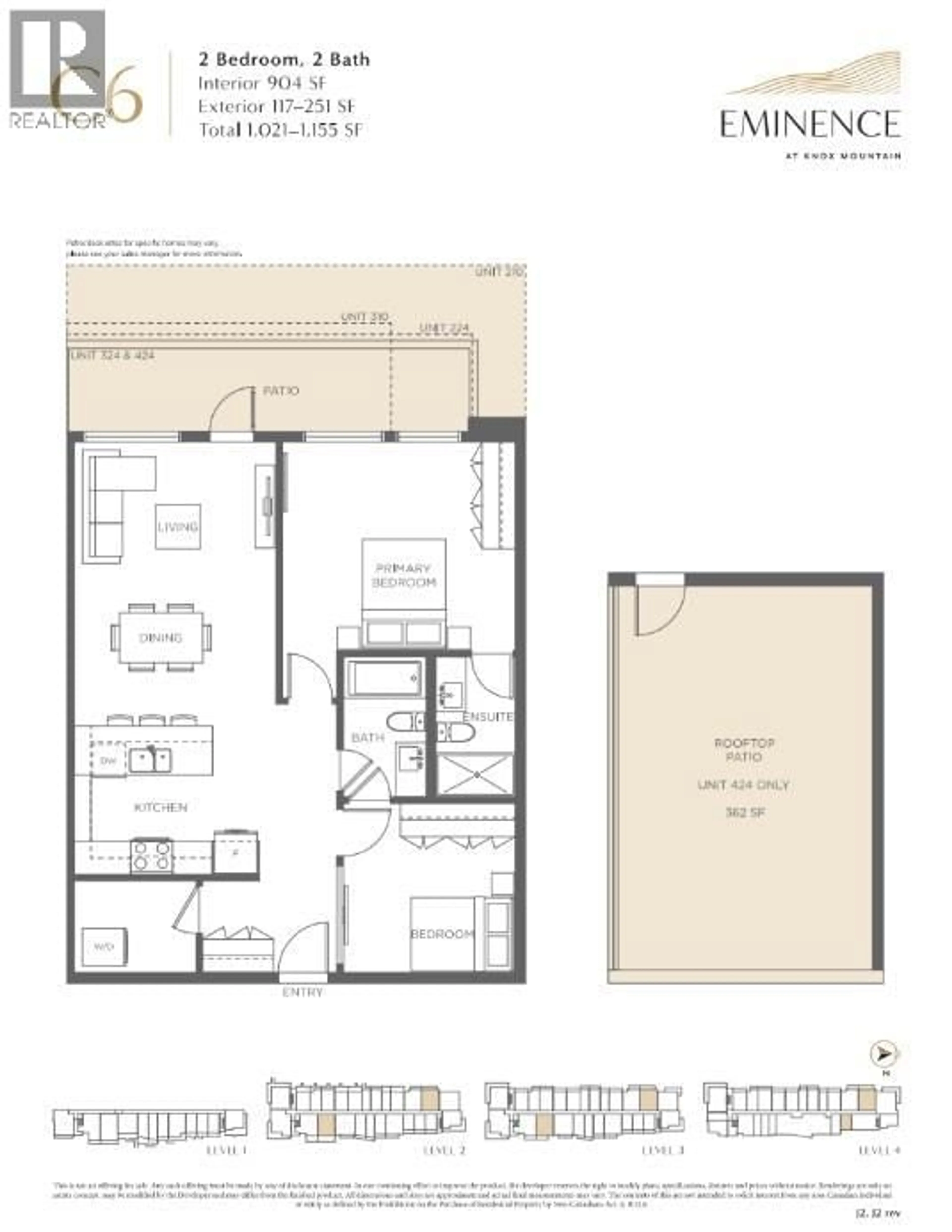 Floor plan for 424 - 630 BOYNTON PLACE, Kelowna British Columbia V1V3B8
