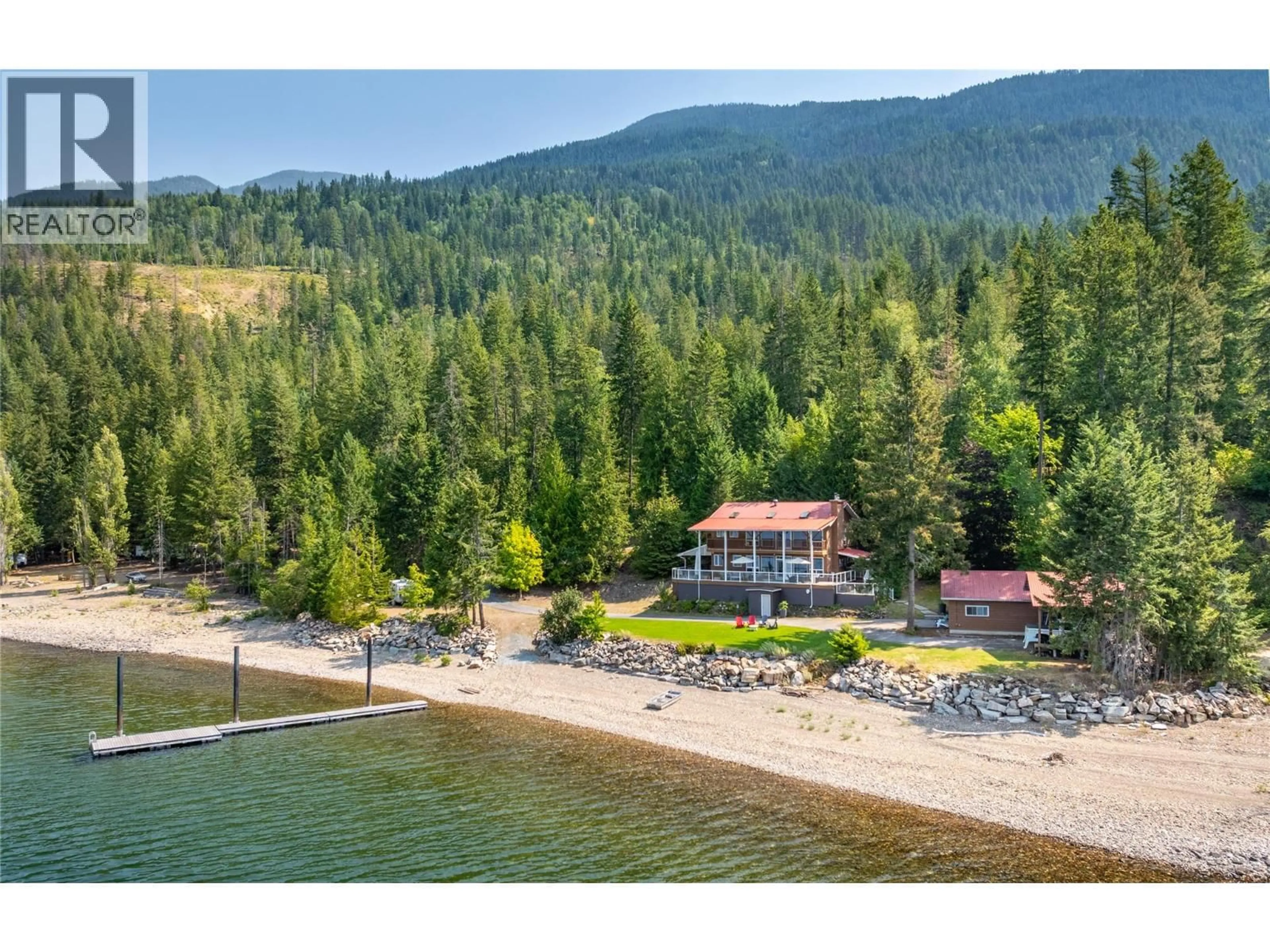 A pic from outside/outdoor area/front of a property/back of a property/a pic from drone, water/lake/river/ocean view for 13883 3A HIGHWAY, Boswell British Columbia V0B1A0