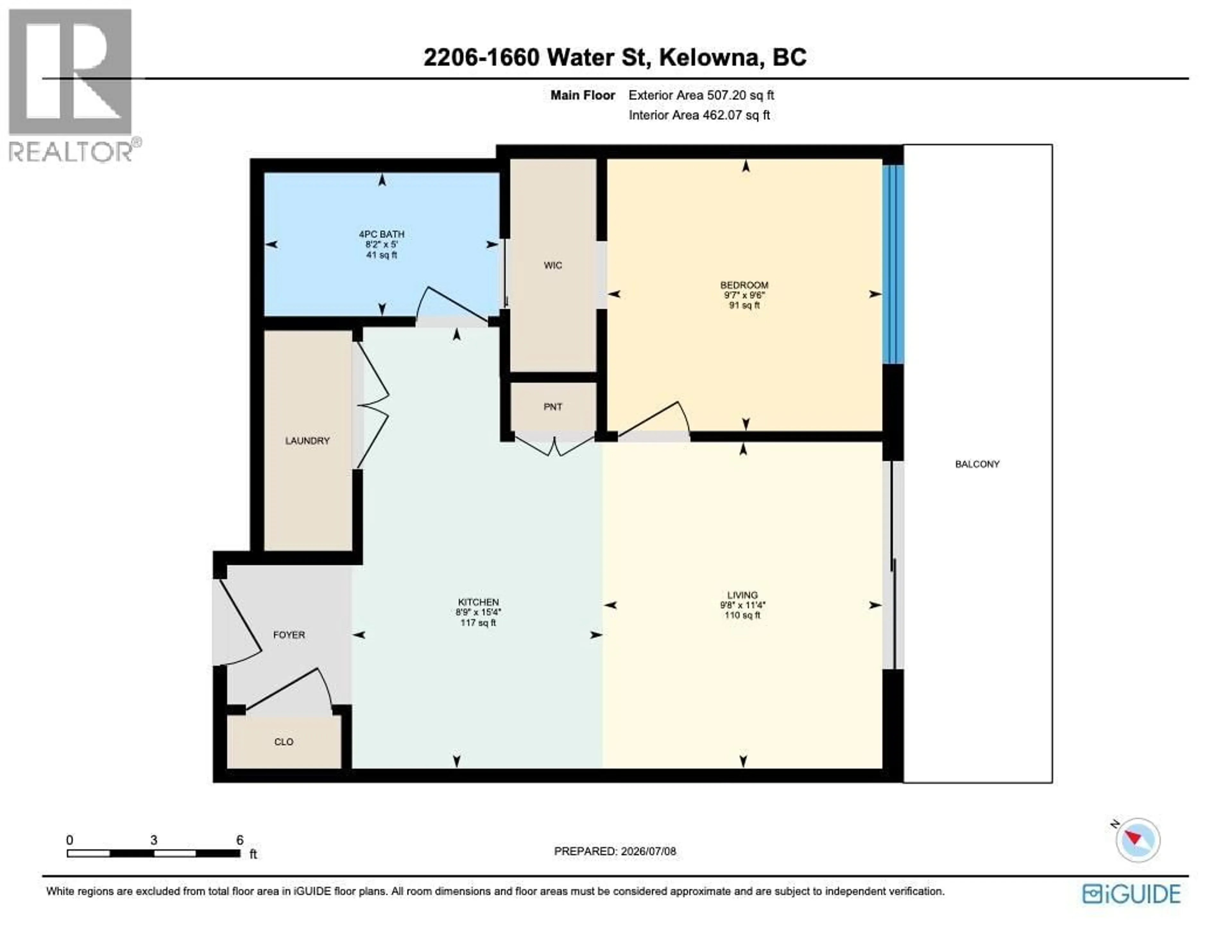Floor plan for 2206 - 238 LEON AVENUE, Kelowna British Columbia V1Y0N6