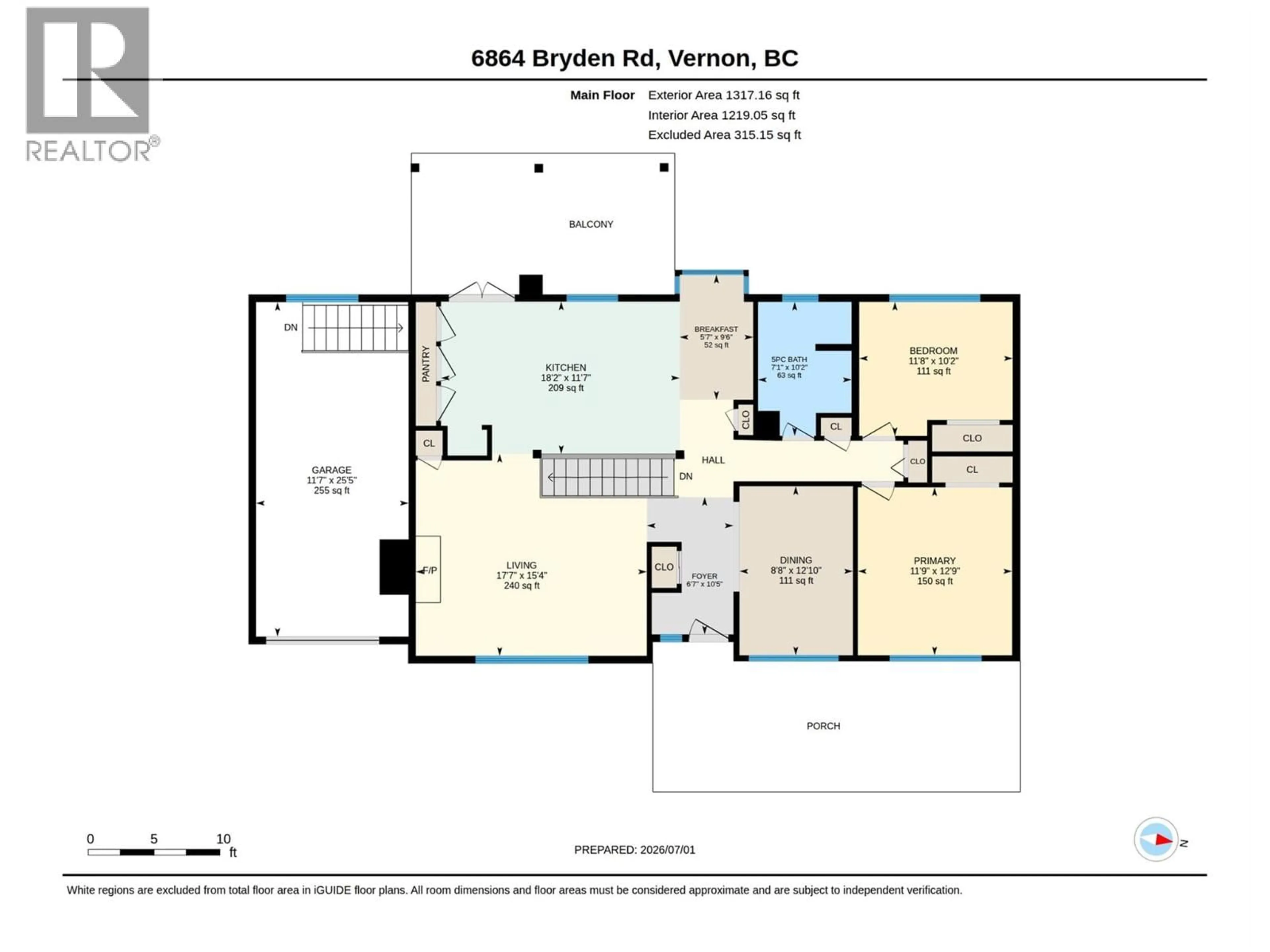 Floor plan for 6864 BRYDEN ROAD, Vernon British Columbia V1B3T3