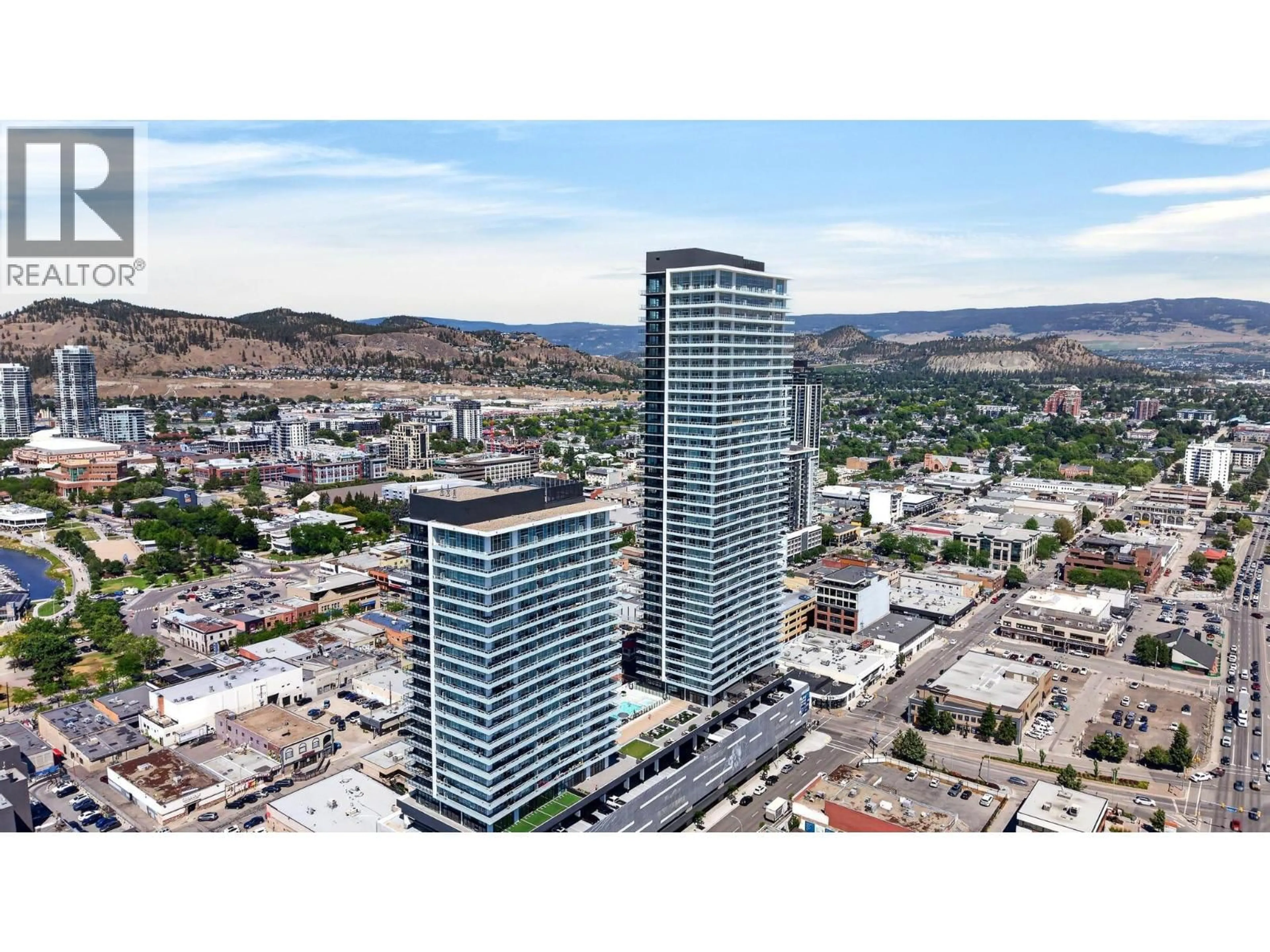 A pic from outside/outdoor area/front of a property/back of a property/a pic from drone, city buildings view from balcony for 1505 - 1626 WATER STREET, Kelowna British Columbia V1Y0N7