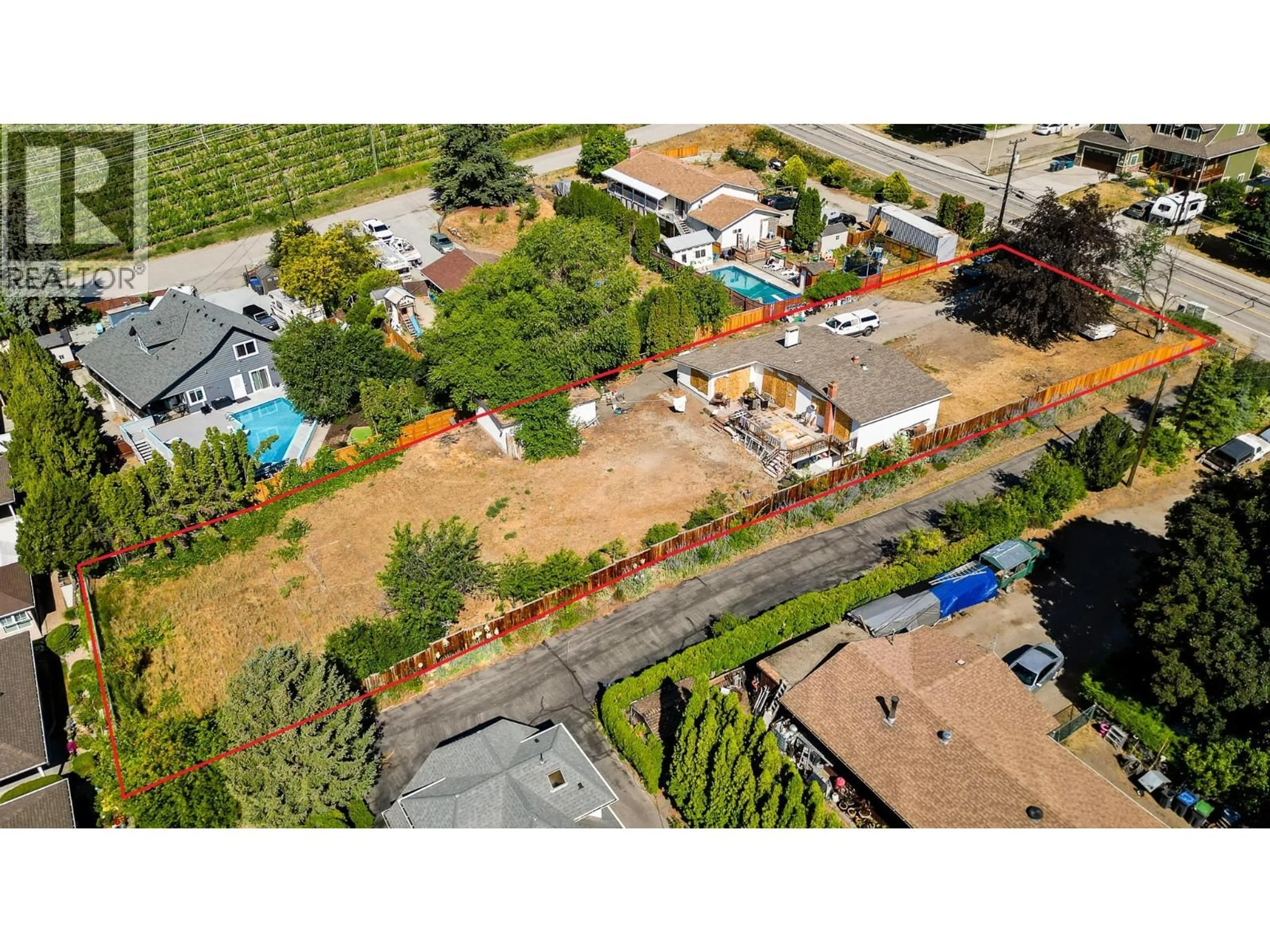 A pic from outside/outdoor area/front of a property/back of a property/a pic from drone, street for 2489 REECE ROAD, West Kelowna British Columbia V4T1N1