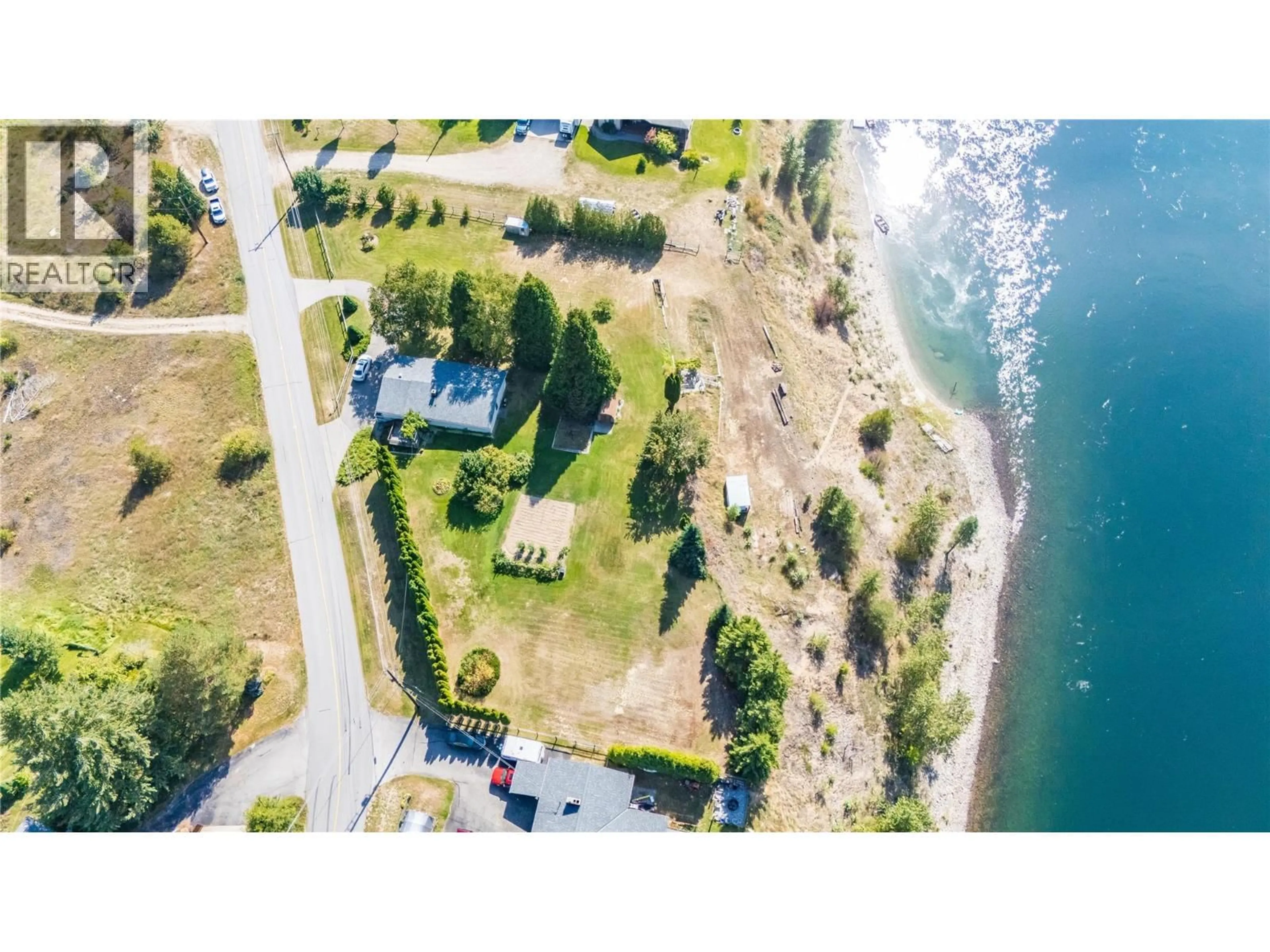 A pic from outside/outdoor area/front of a property/back of a property/a pic from drone, water/lake/river/ocean view for 807 WATERLOO ROAD, Ootischenia British Columbia V1N4K8