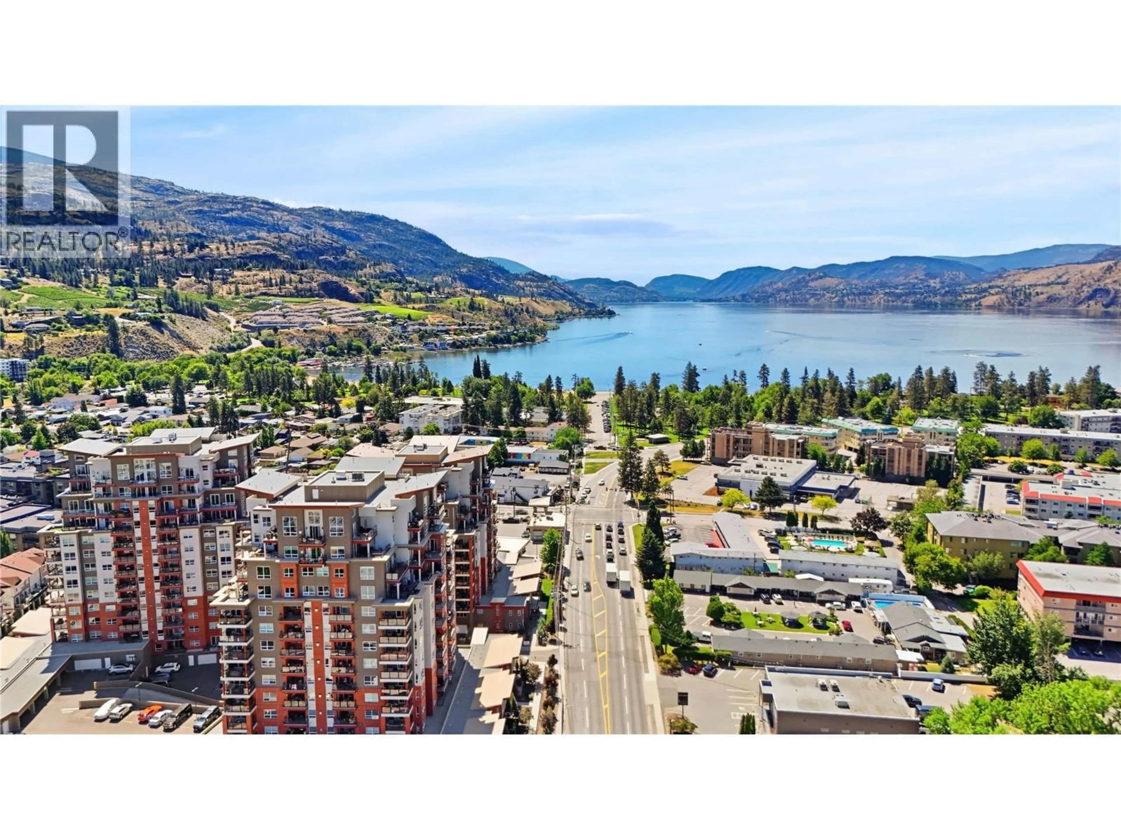 A pic from outside/outdoor area/front of a property/back of a property/a pic from drone, water/lake/river/ocean view for 1206 - 3346 SKAHA LAKE ROAD, Penticton British Columbia V2A0H6