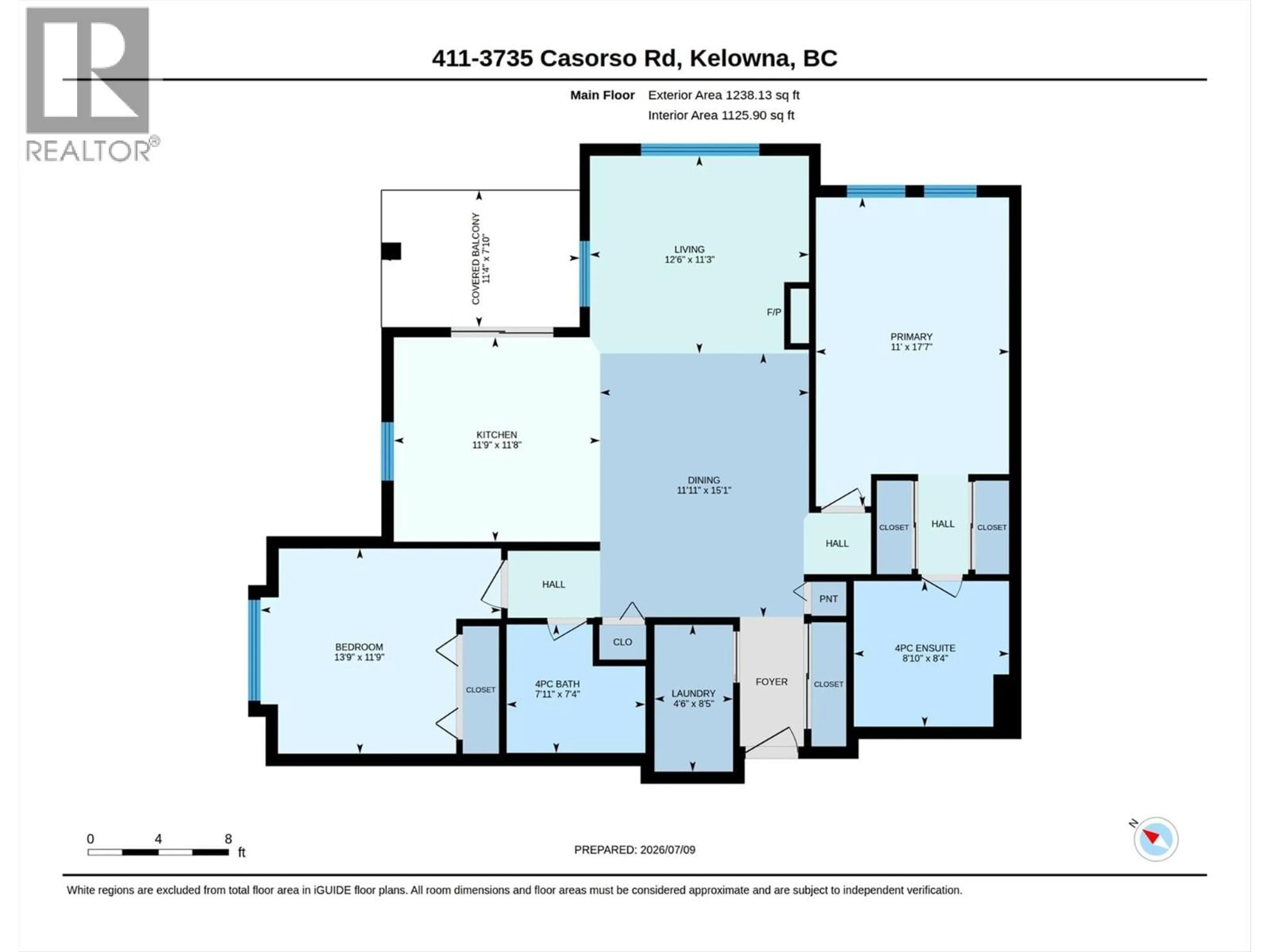 Floor plan for 411 - 3735 CASORSO ROAD, Kelowna British Columbia V1W5E3