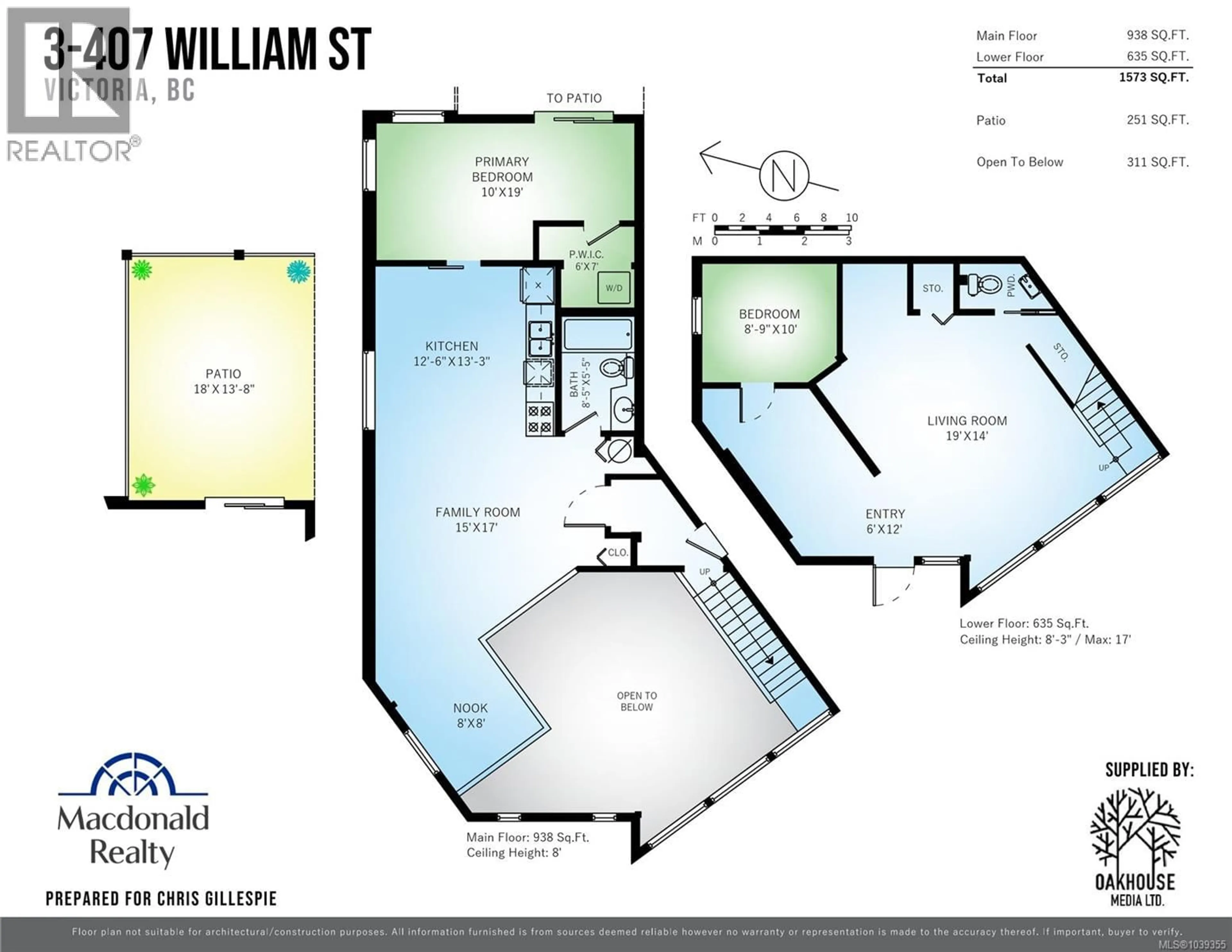 Floor plan for 3 - 407 WILLIAM STREET, Victoria British Columbia V9A3Y8