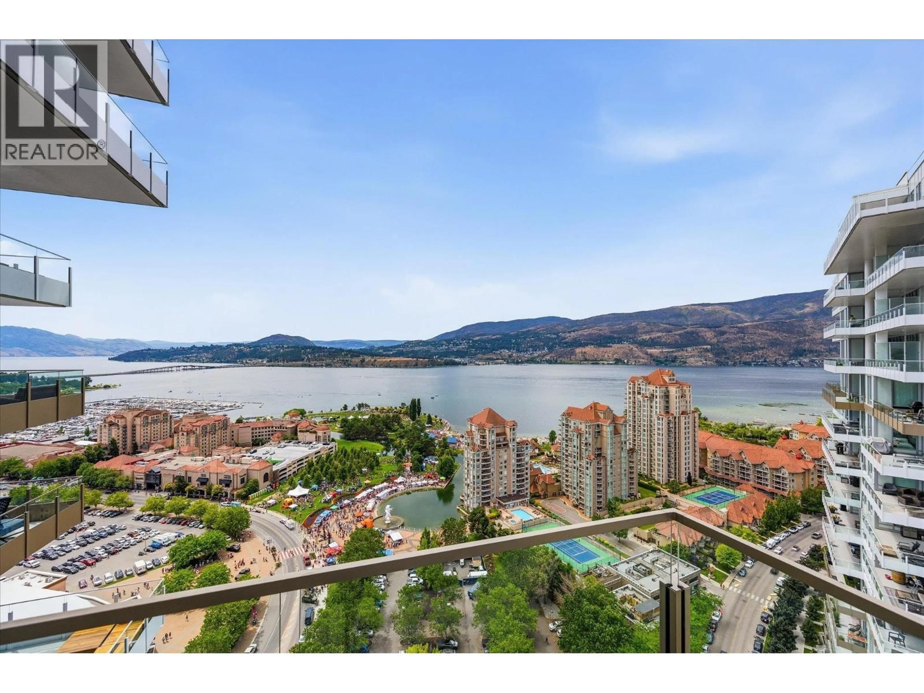Balcony in the apartment, water/lake/river/ocean view for 2606 - 1191 SUNSET DRIVE, Kelowna British Columbia V1Y0J6