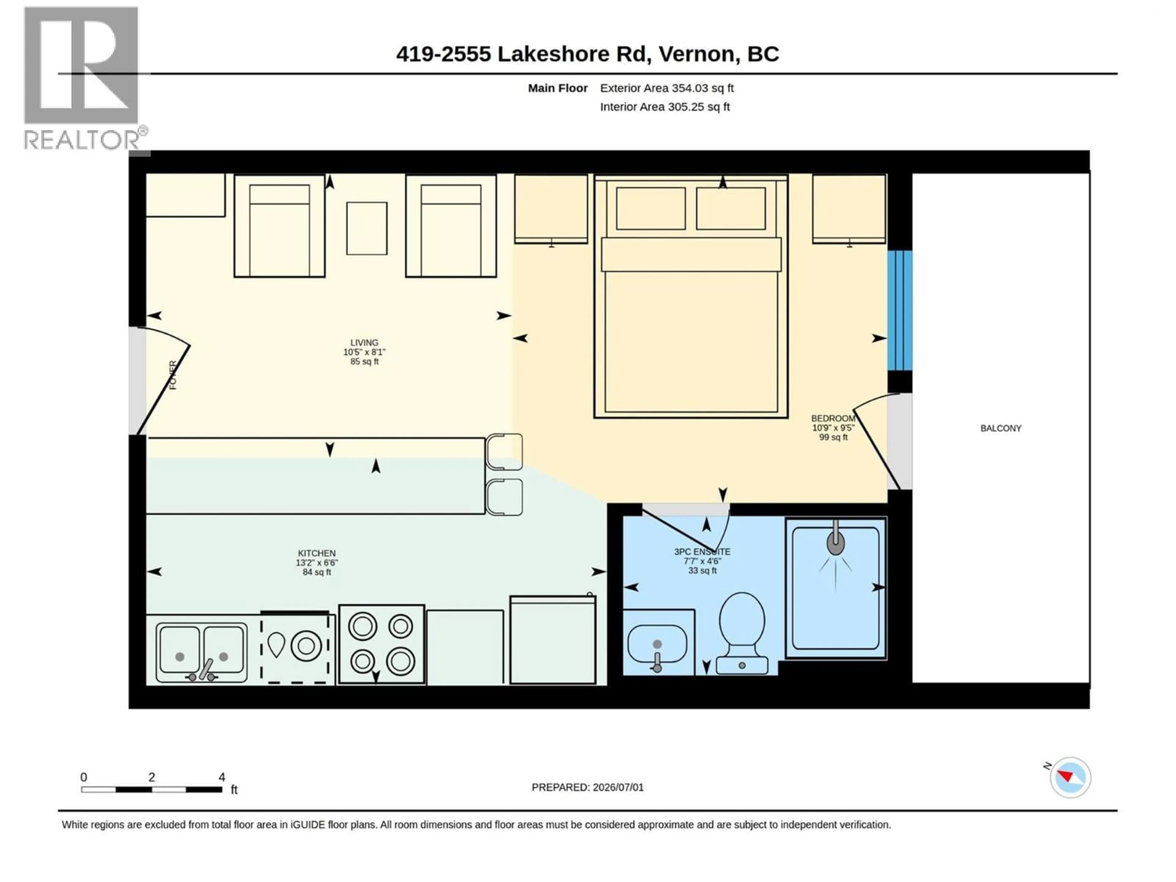 Floor plan for 419 - 2555 LAKESHORE ROAD, Vernon British Columbia V1H0A4