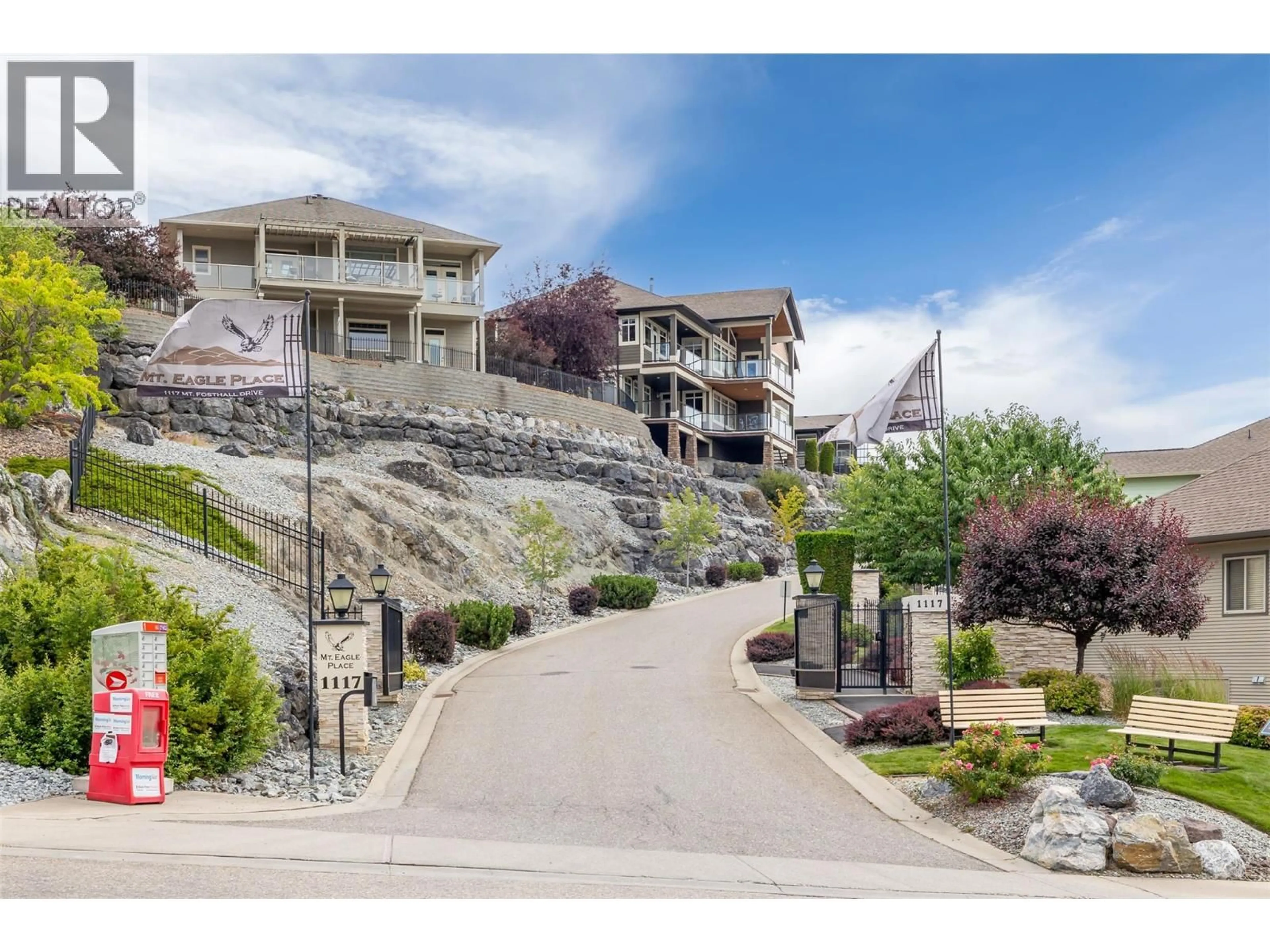 A pic from outside/outdoor area/front of a property/back of a property/a pic from drone, mountain view for 4 - 1117 MT FOSTHALL DRIVE, Vernon British Columbia V1B3Z9
