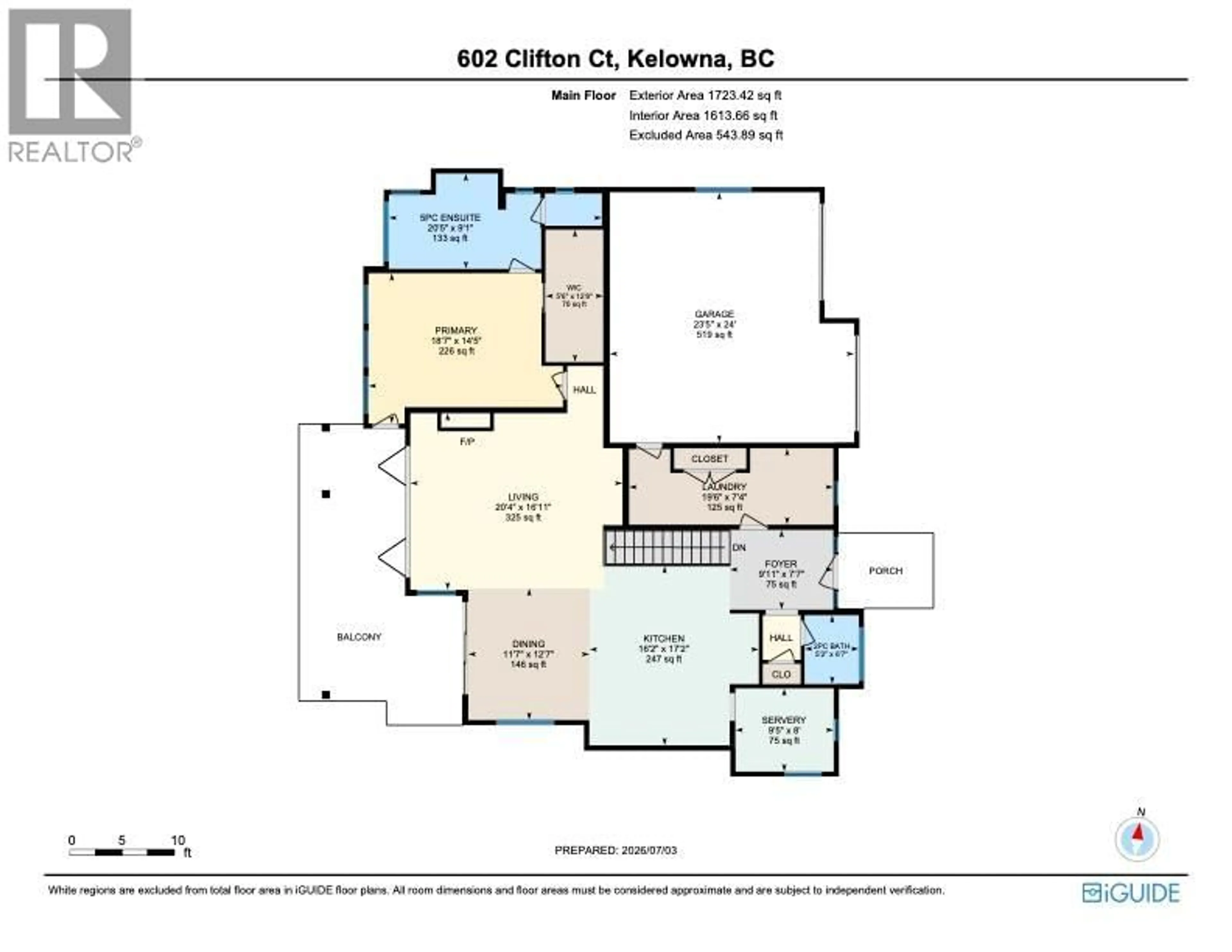 Floor plan for 602 CLIFTON COURT, Kelowna British Columbia V1V0B7