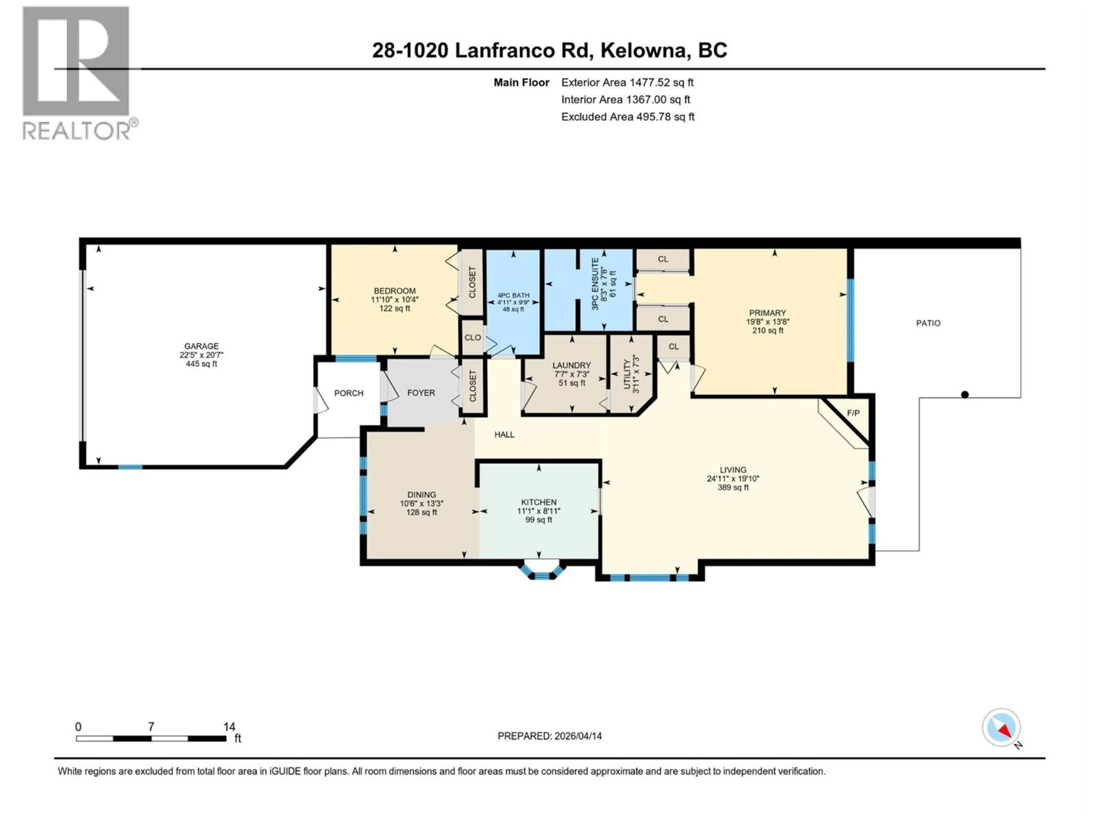 Floor plan for 28 - 1020 LANFRANCO ROAD, Kelowna British Columbia V1W3W6
