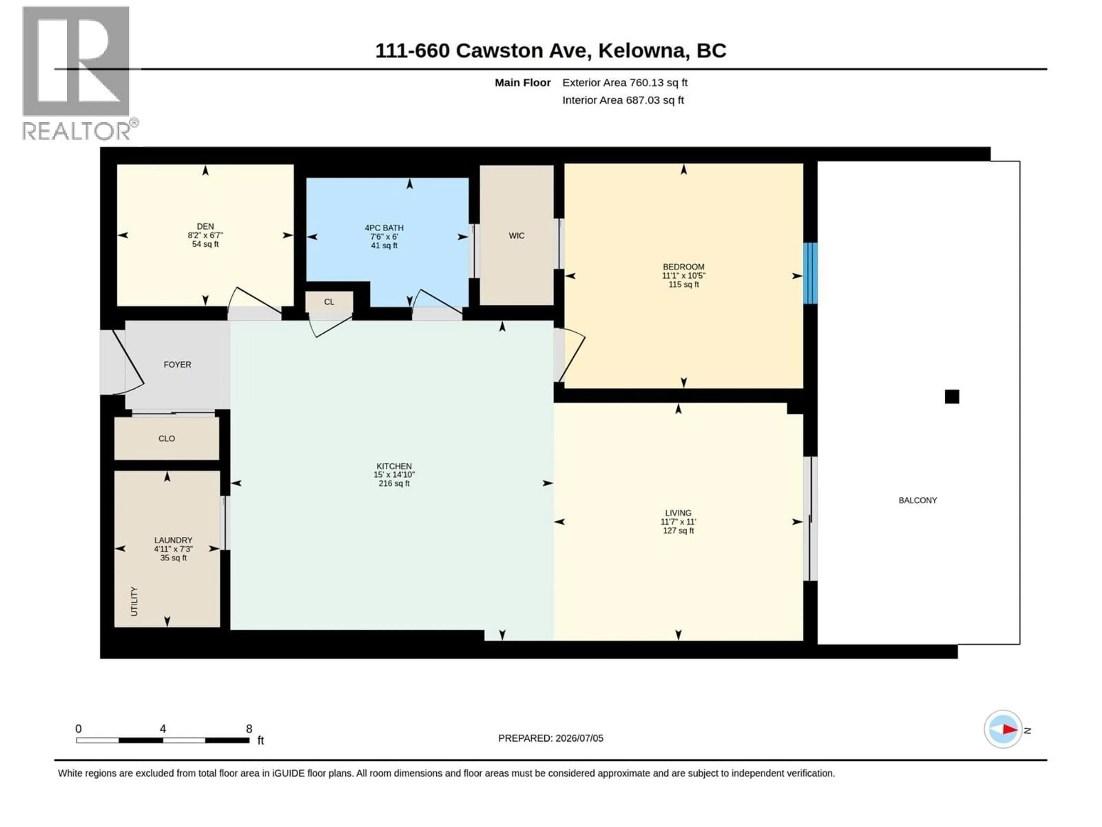 Floor plan for 111 - 660 CAWSTON AVENUE, Kelowna British Columbia V1Y9M1