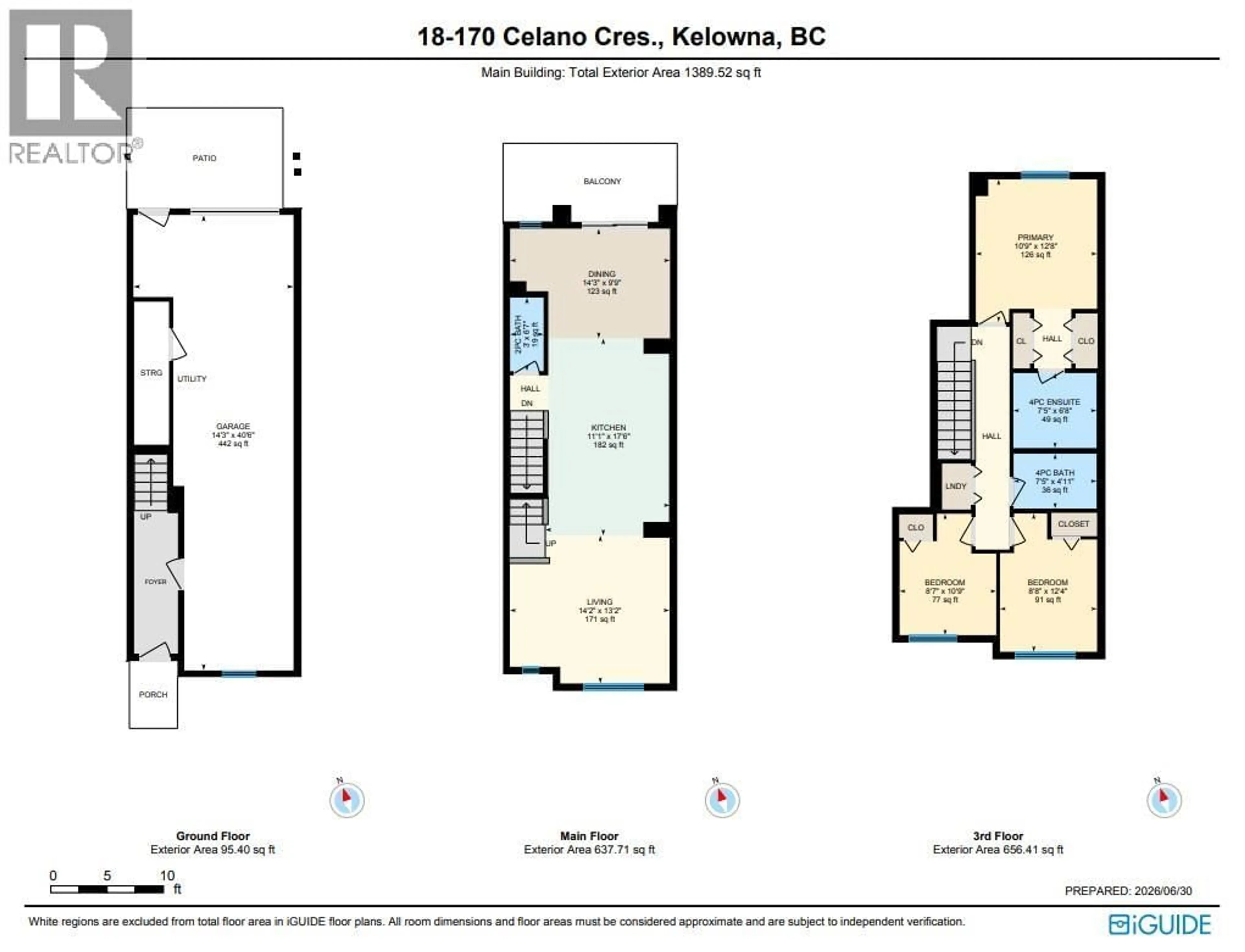 Floor plan for 18 - 170 CELANO CRESCENT, Kelowna British Columbia V1V0B6