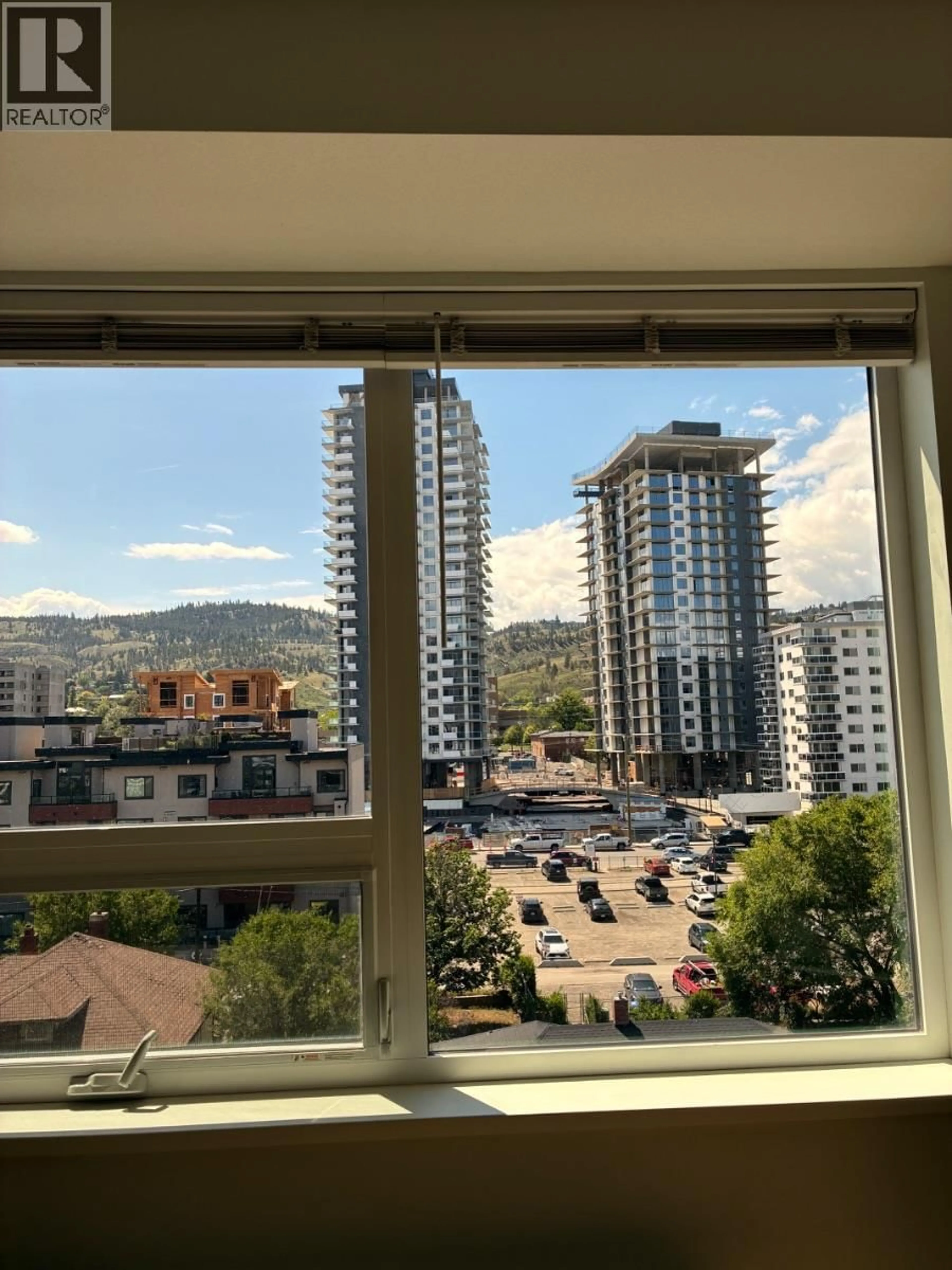 Balcony in the apartment, city buildings view from balcony for 604 - 444 ST PAUL STREET, Kamloops British Columbia V2C0L2