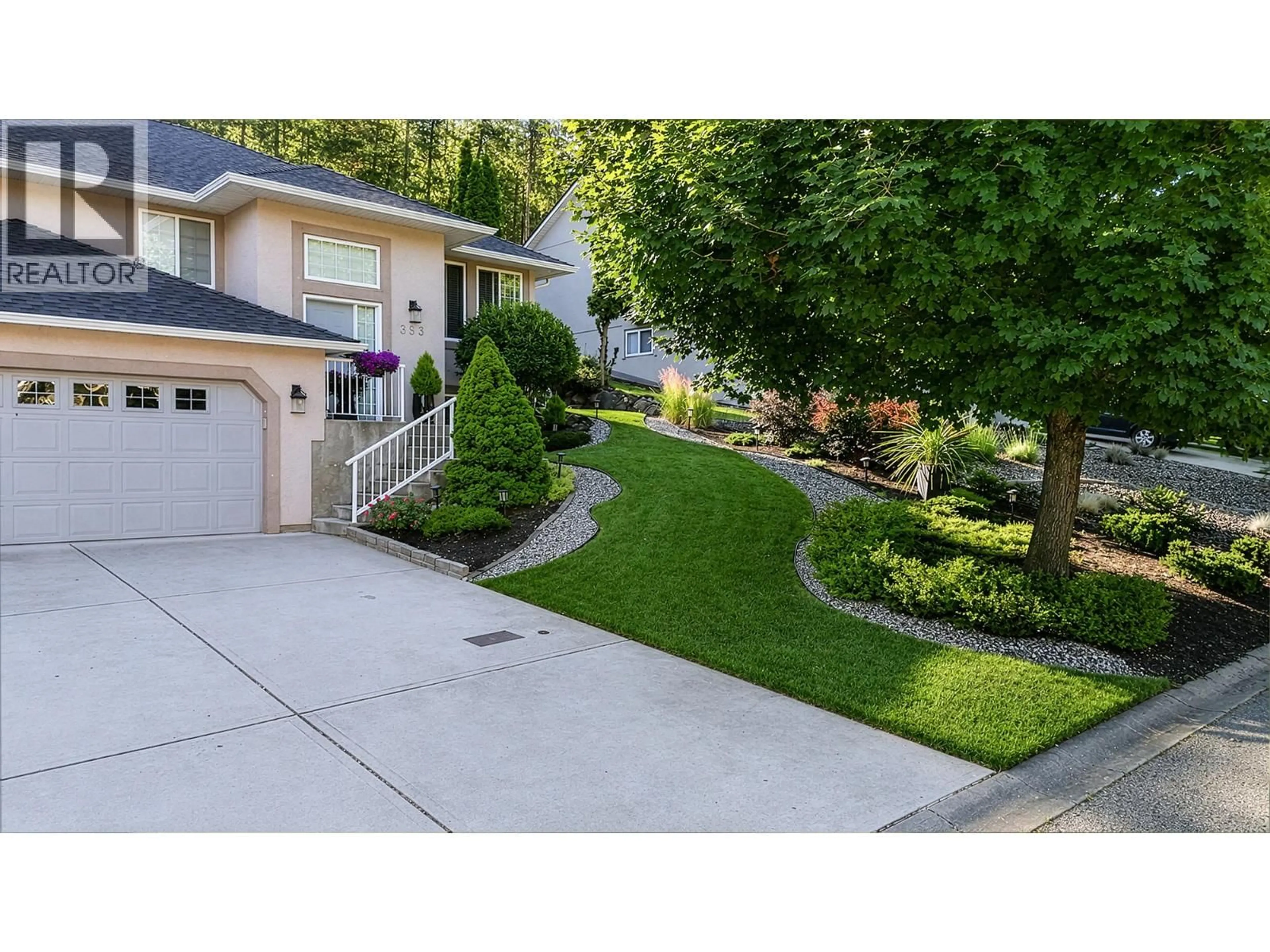 A pic from outside/outdoor area/front of a property/back of a property/a pic from drone, street for 393 RIO DRIVE SOUTH, Kelowna British Columbia V1V2L2
