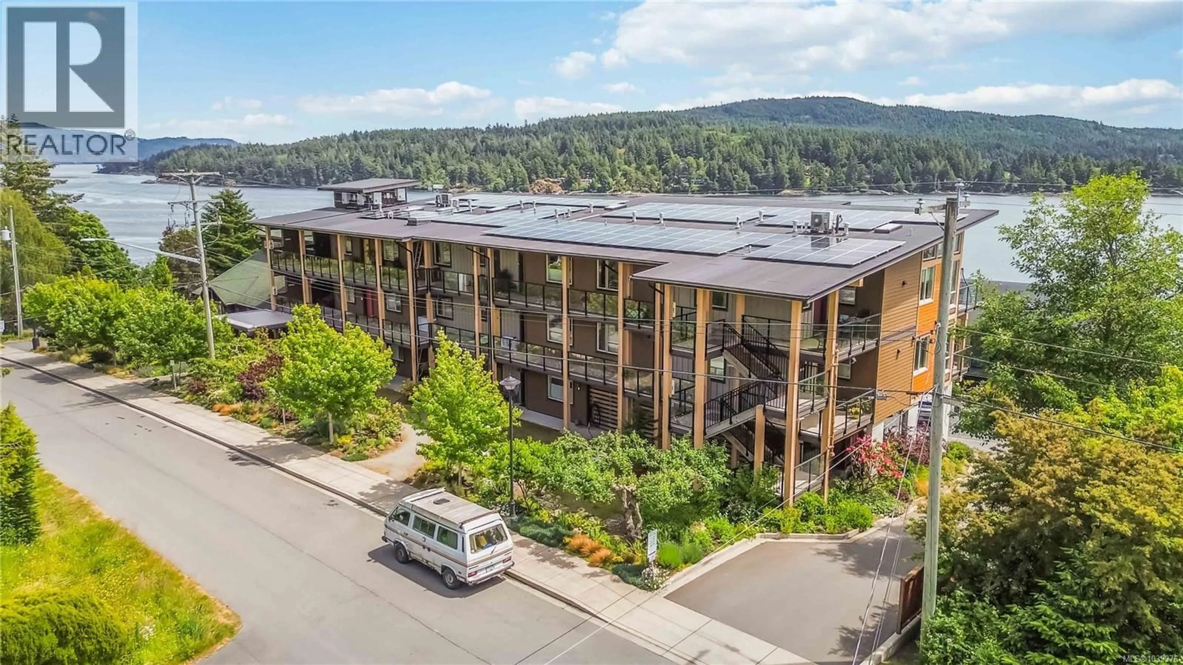 A pic from outside/outdoor area/front of a property/back of a property/a pic from drone, mountain view for 302 - 6683 HORNE ROAD, Sooke British Columbia V9Z1H8