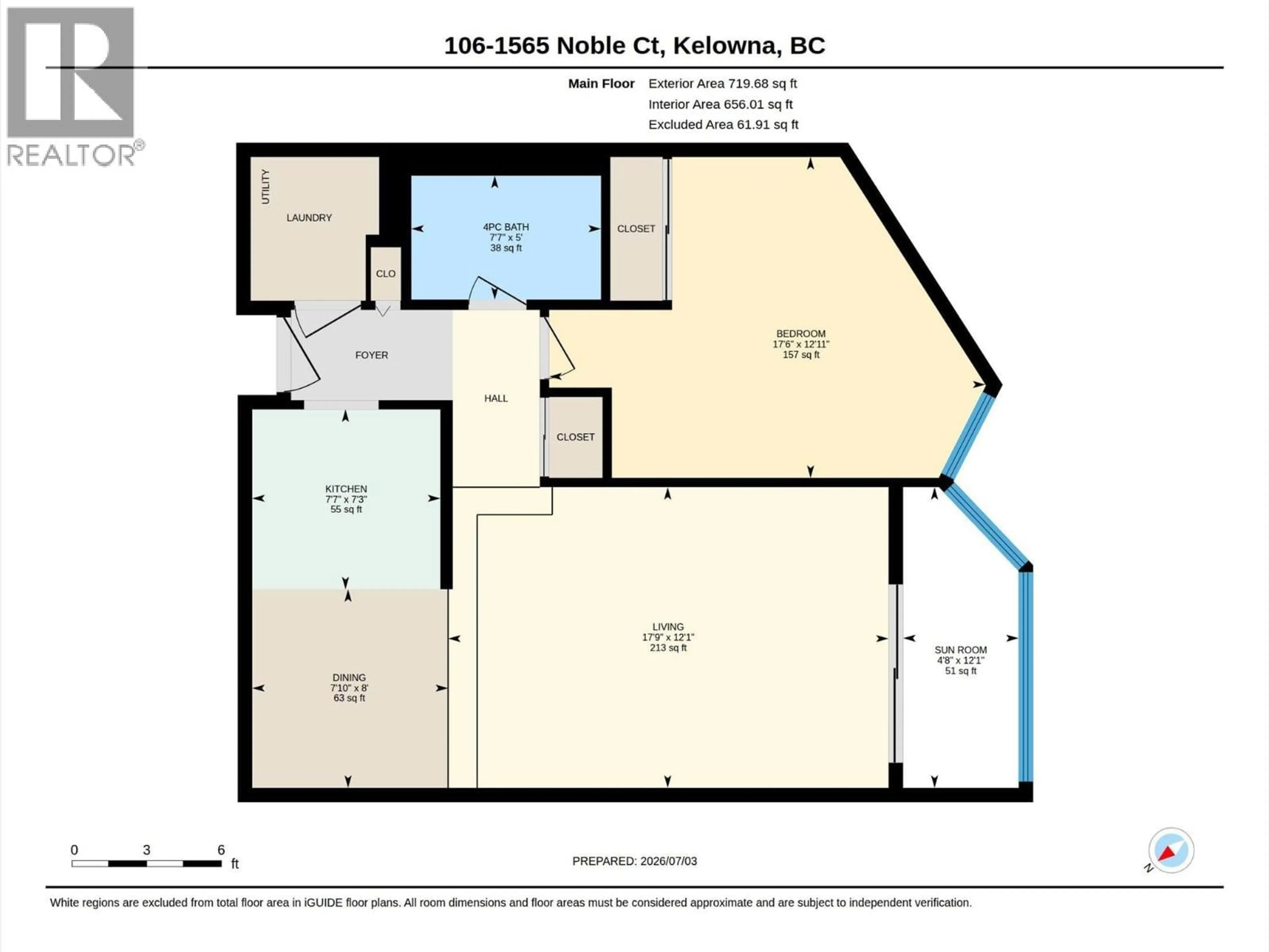 Floor plan for 106 - 1565 NOBLE COURT, Kelowna British Columbia V1Y8K8