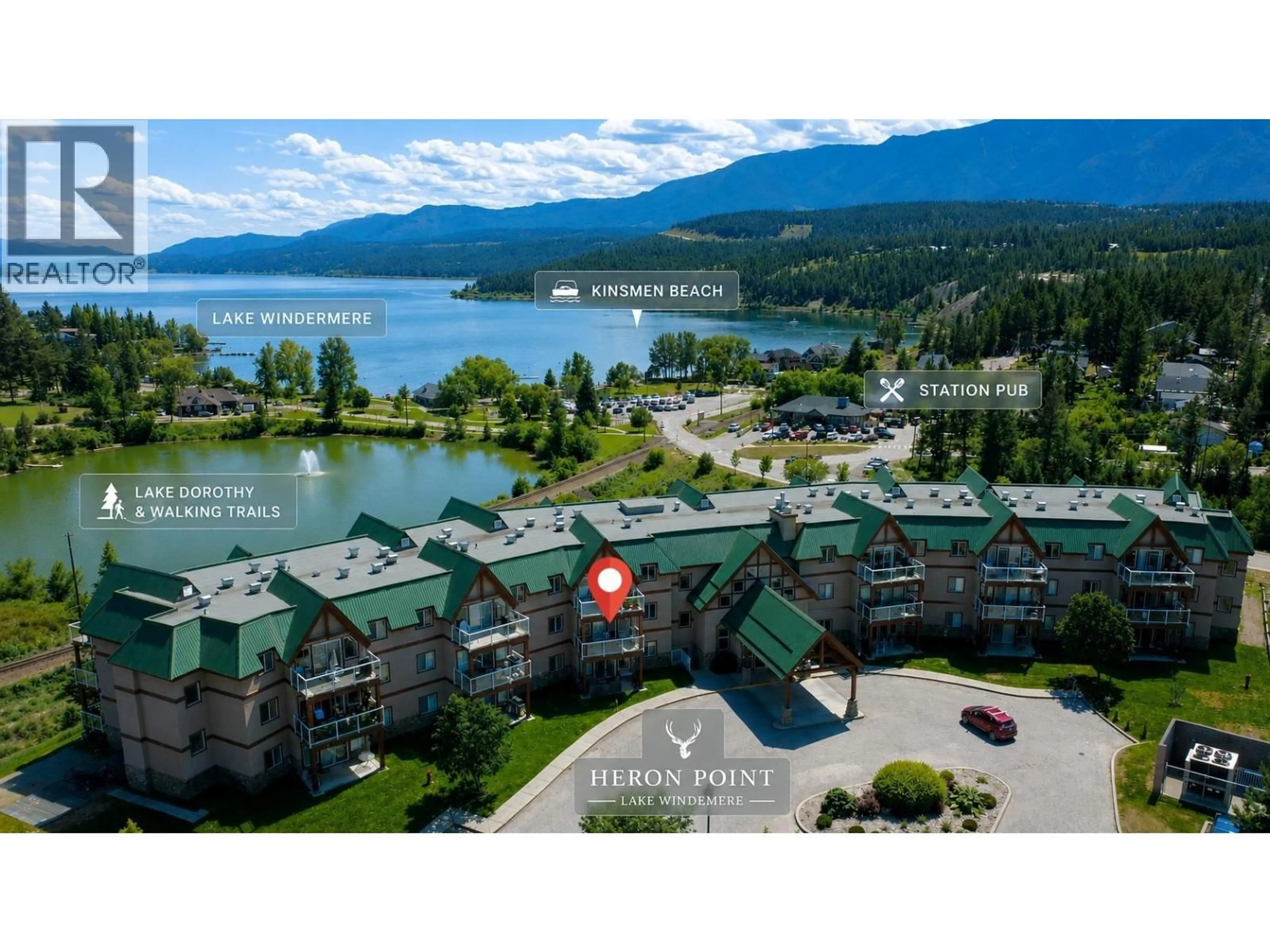 A pic from outside/outdoor area/front of a property/back of a property/a pic from drone, water/lake/river/ocean view for 213 I - 701 14A CRESCENT, Invermere British Columbia V0A1K0