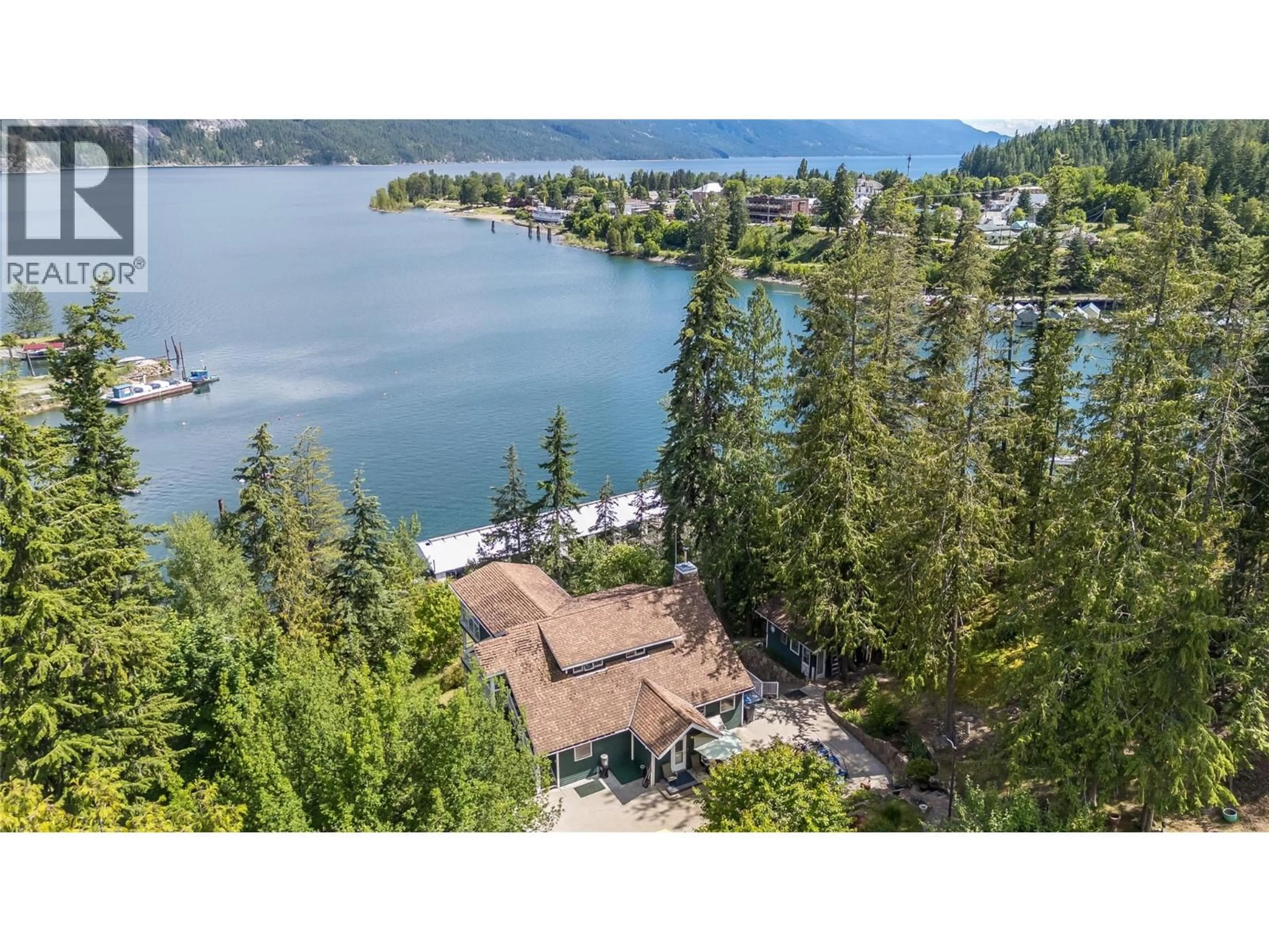 A pic from outside/outdoor area/front of a property/back of a property/a pic from drone, water/lake/river/ocean view for 464 RAINBOW DRIVE, Kaslo British Columbia V0G1M0