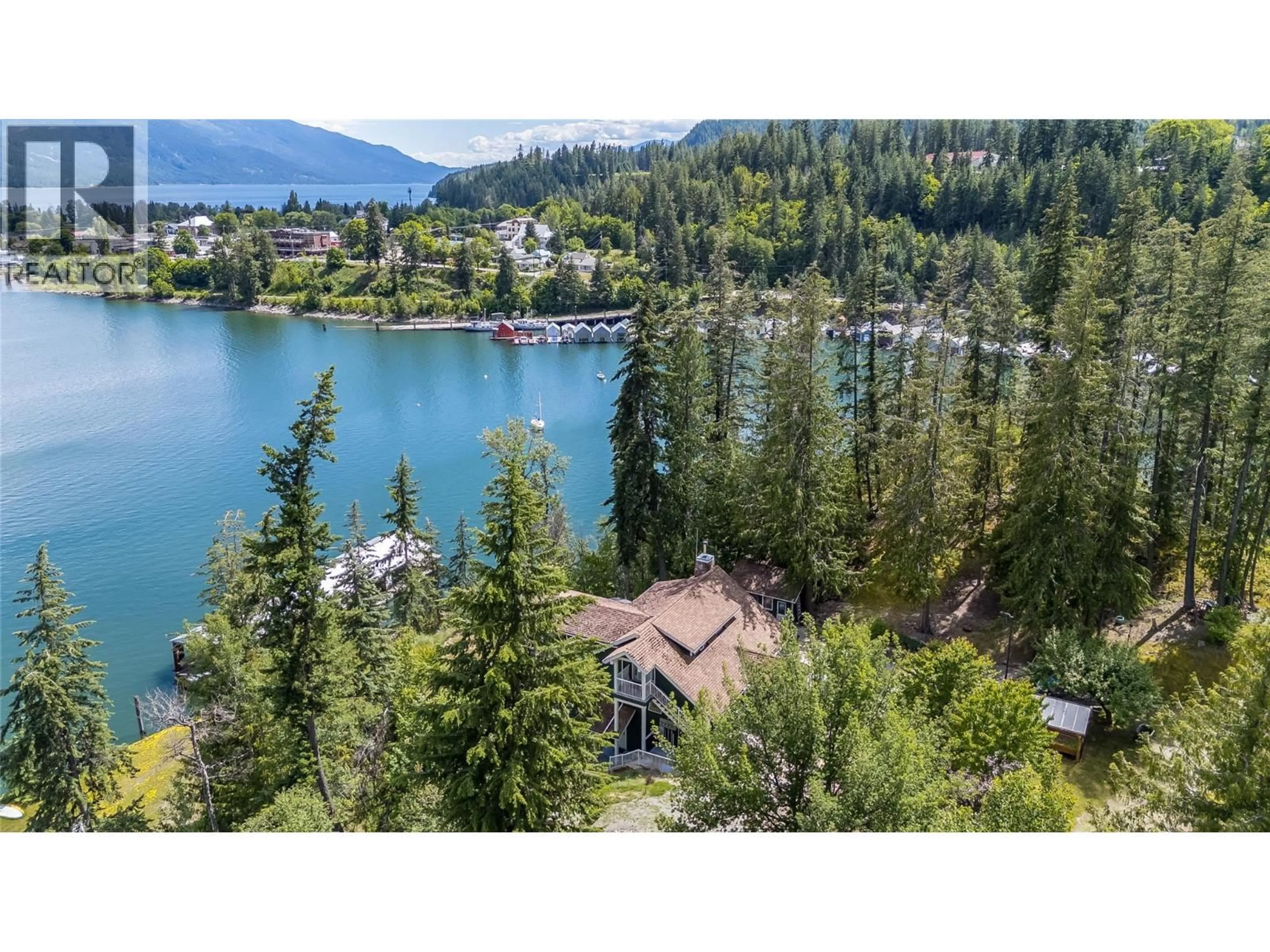 A pic from outside/outdoor area/front of a property/back of a property/a pic from drone, water/lake/river/ocean view for 464 RAINBOW DRIVE, Kaslo British Columbia V0G1M0
