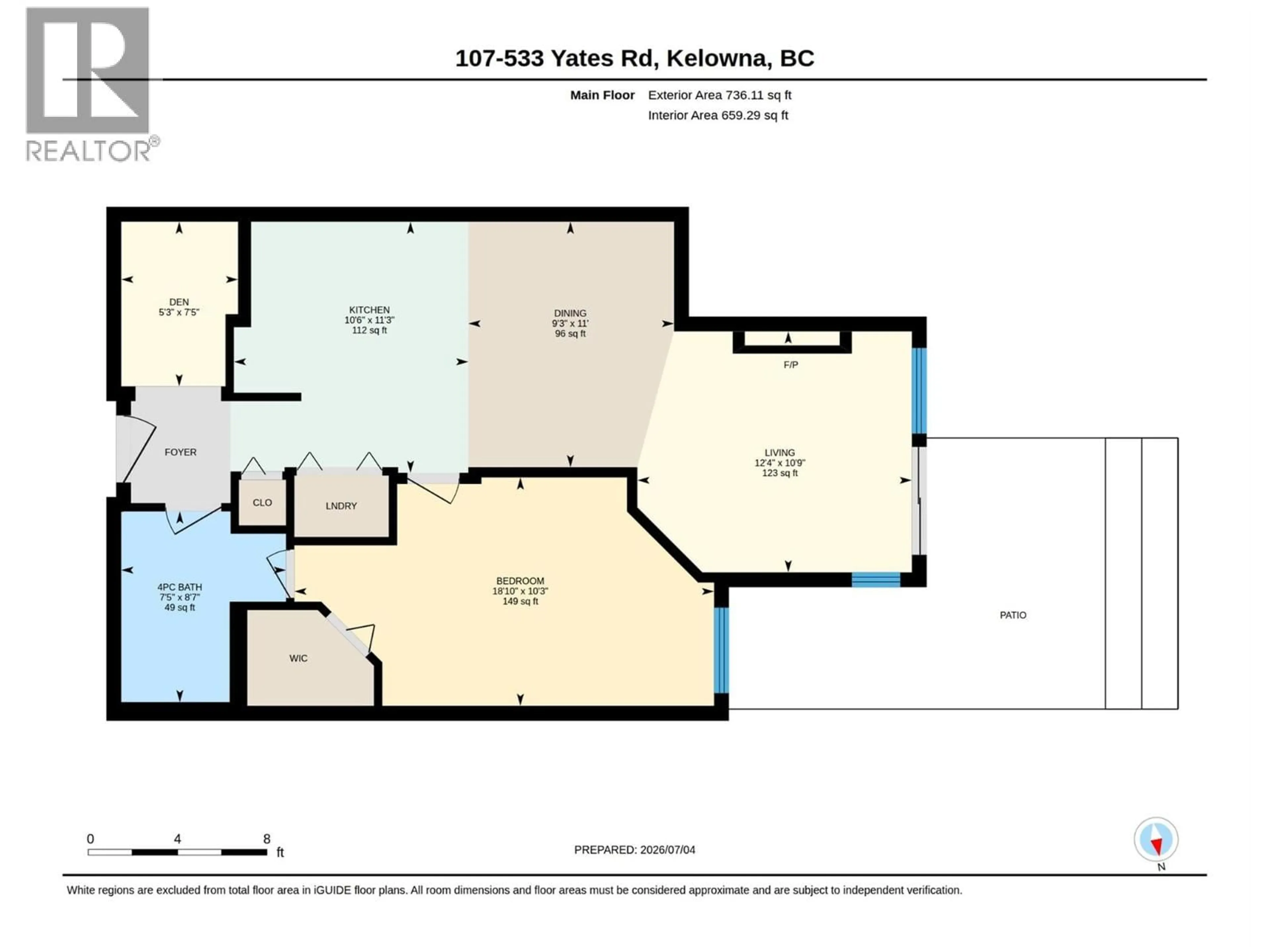 Floor plan for 107 - 533 YATES ROAD NORTH, Kelowna British Columbia V1V2T7