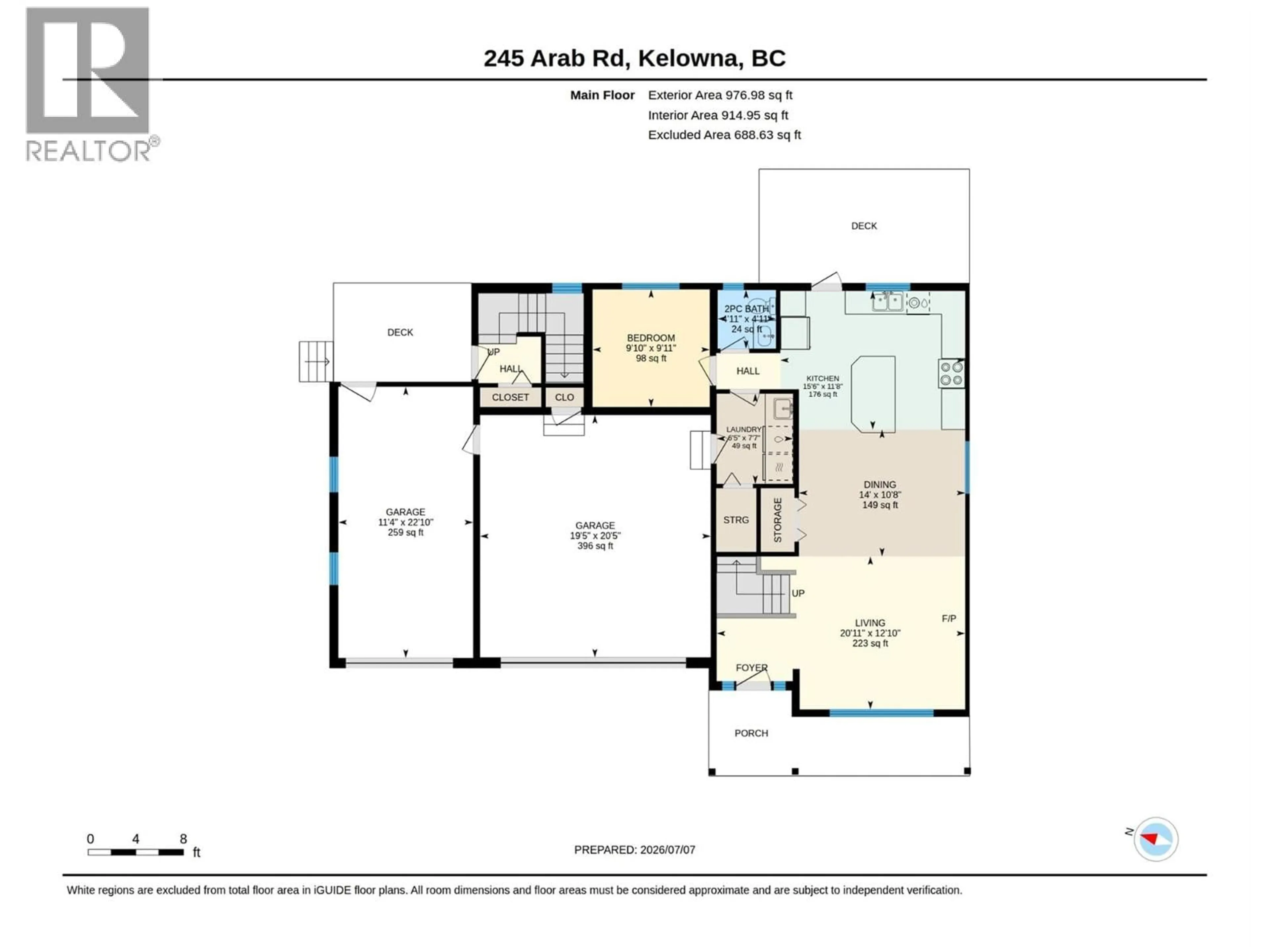Floor plan for 245 ARAB ROAD, Kelowna British Columbia V1V2G8