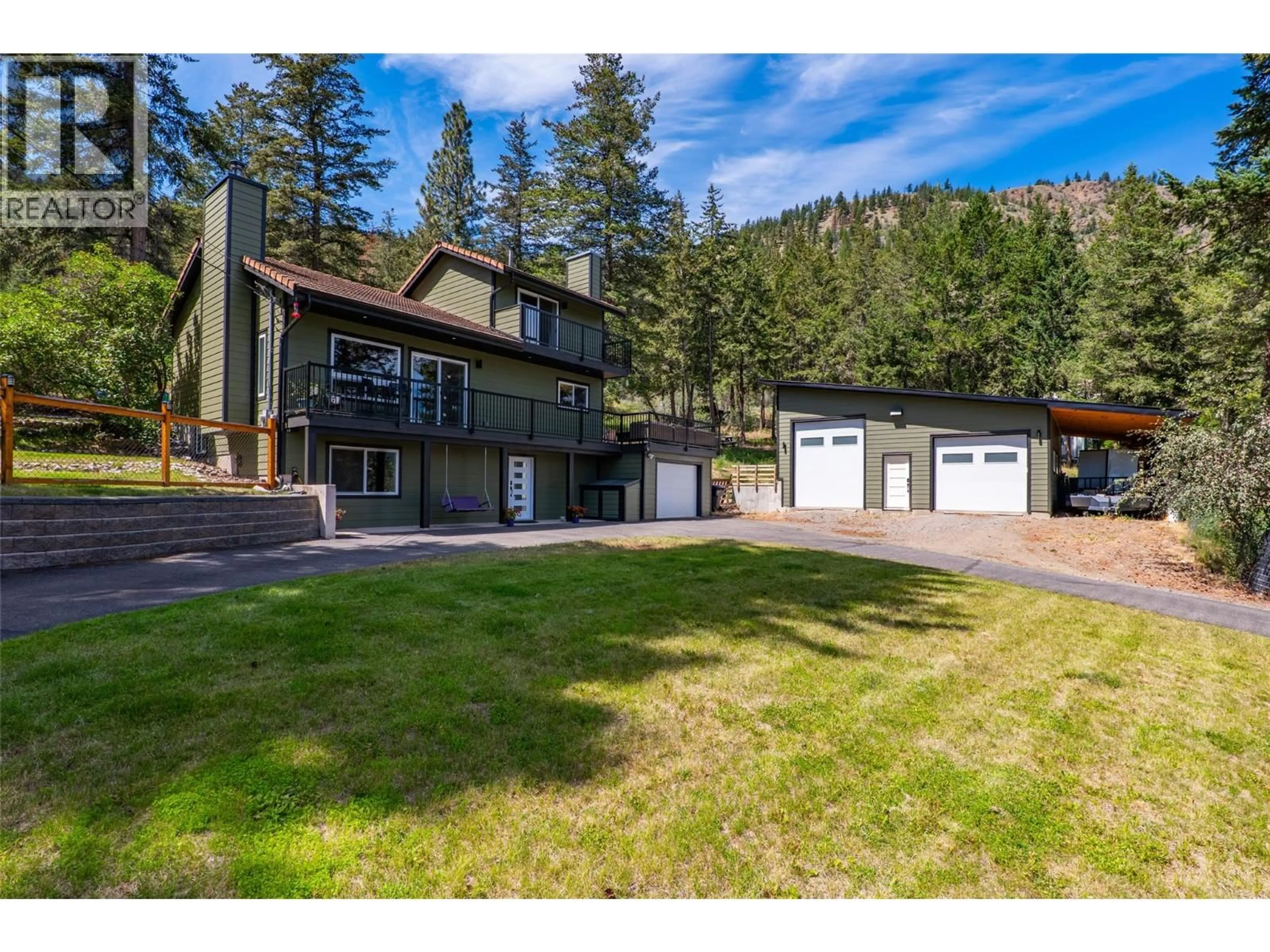 A pic from outside/outdoor area/front of a property/back of a property/a pic from drone, mountain view for 1881 PRATT ROAD, Kamloops British Columbia V2C5J4