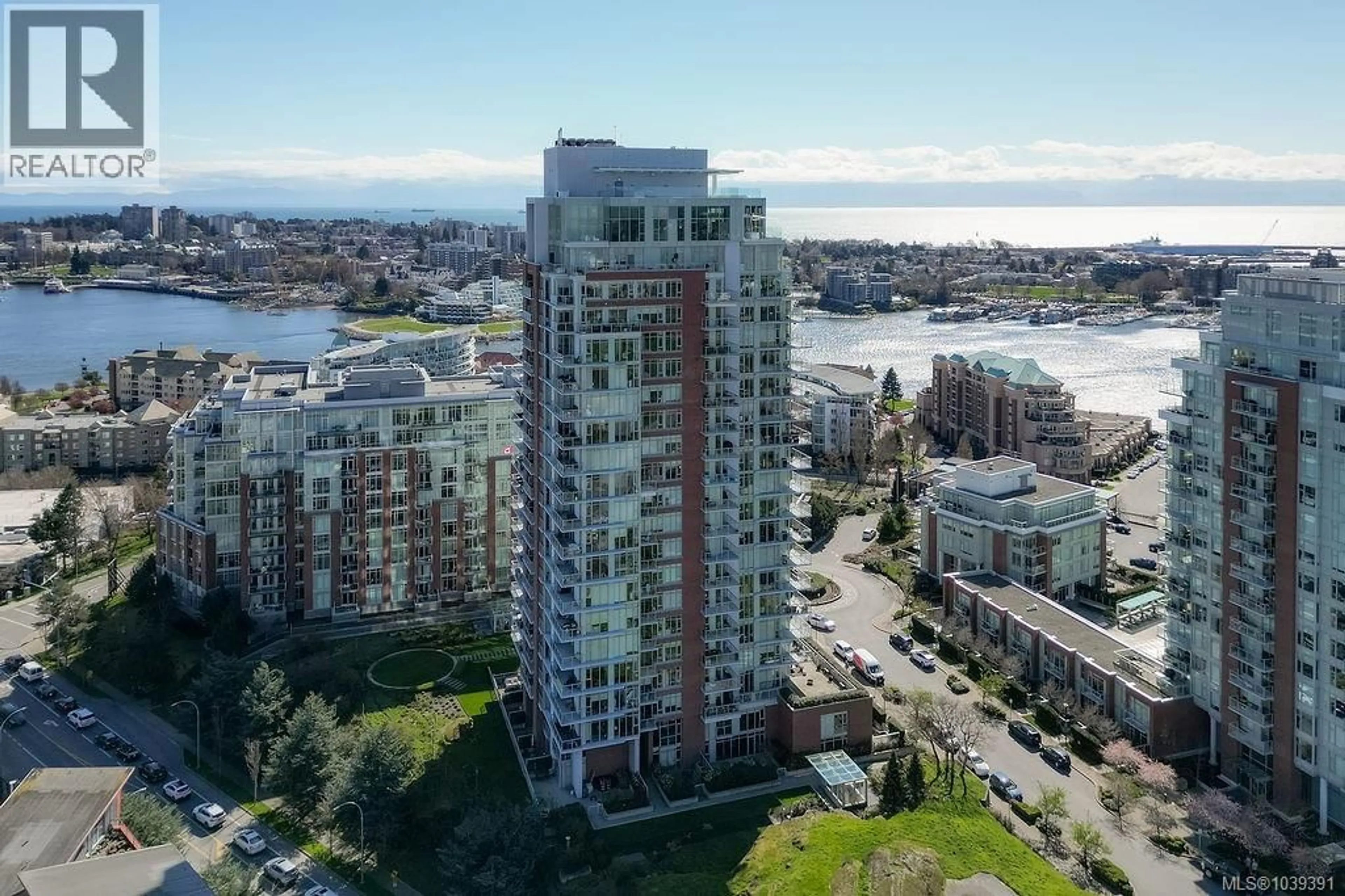 A pic from outside/outdoor area/front of a property/back of a property/a pic from drone, water/lake/river/ocean view for 1404 - 83 SAGHALIE ROAD, Victoria British Columbia V9A0E7