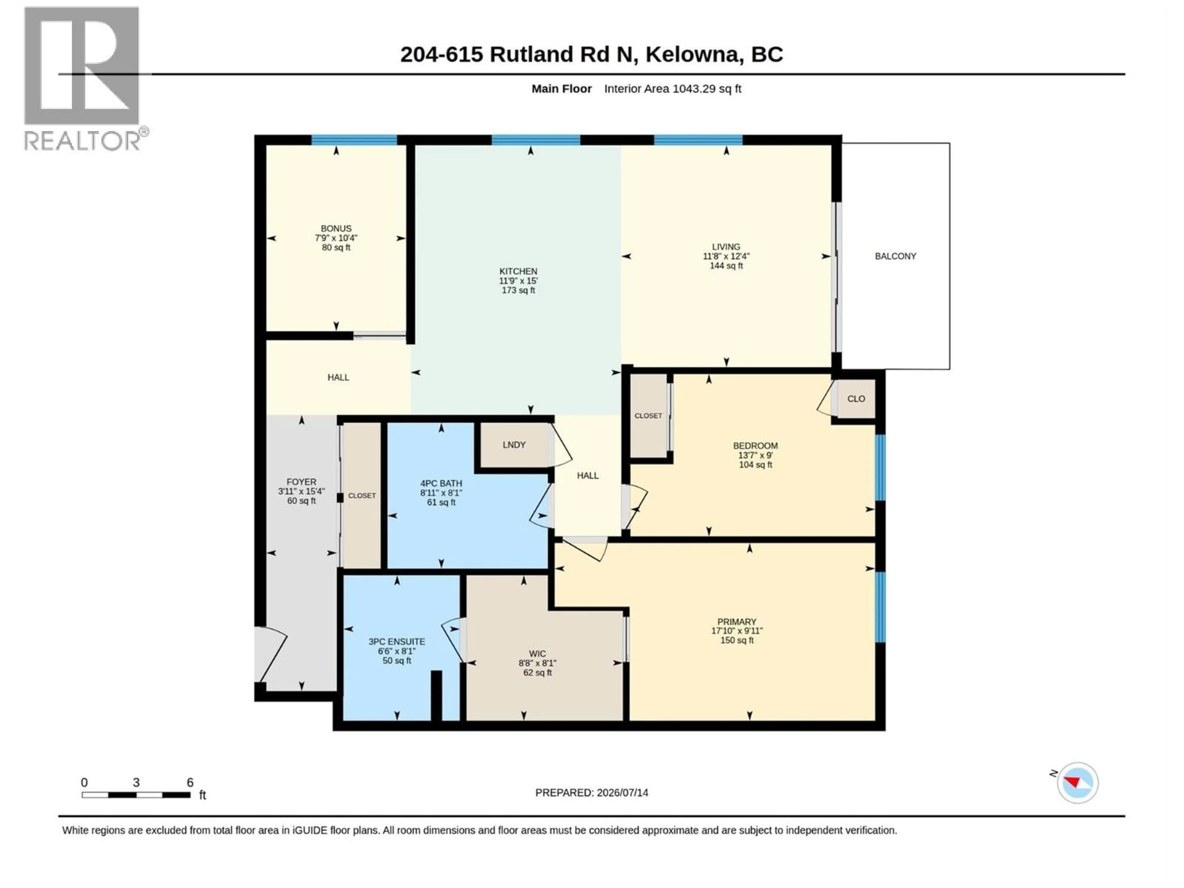 Floor plan for 204 - 615 RUTLAND ROAD, Kelowna British Columbia V1X3V6