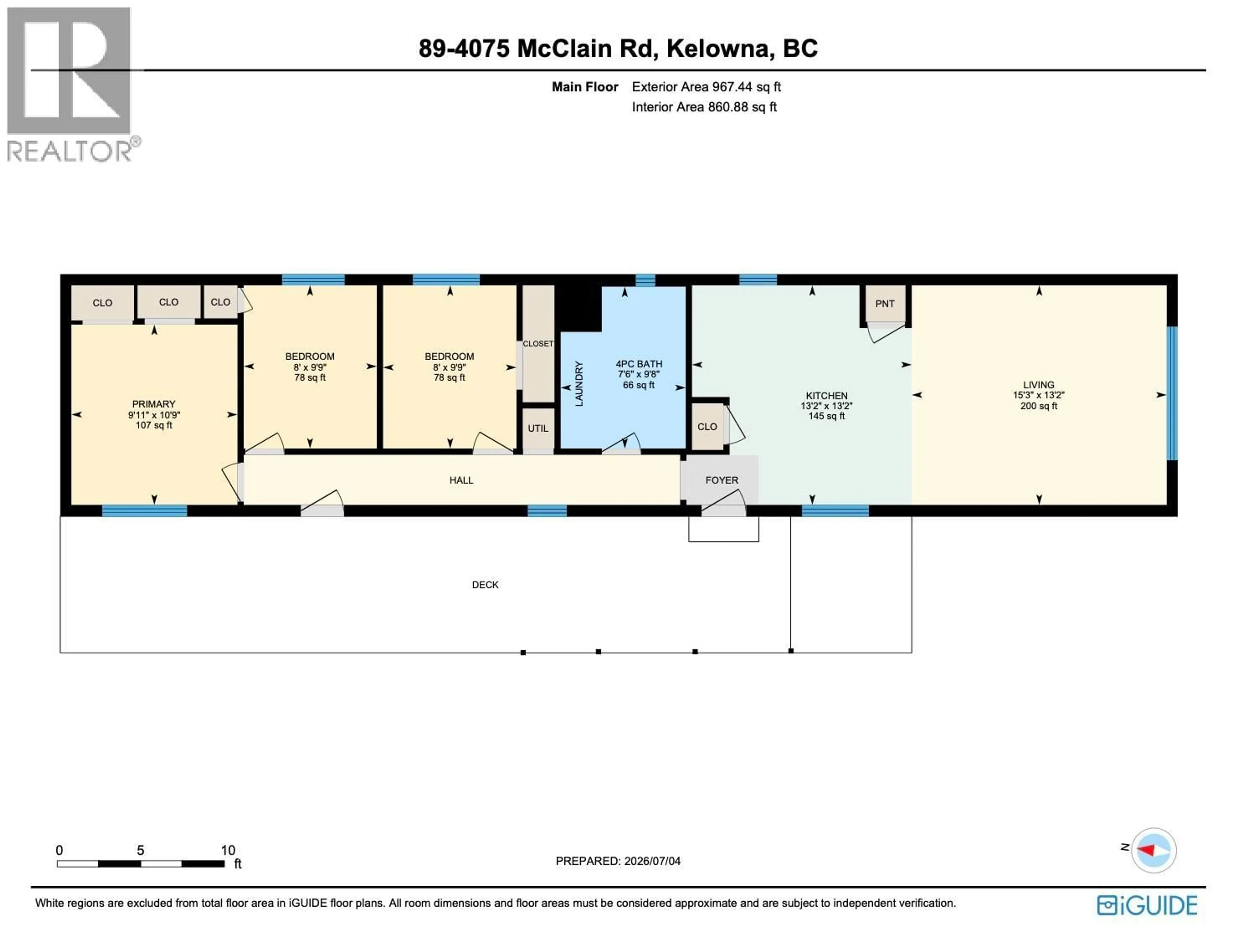 Floor plan for 89 - 4075 MCCLAIN ROAD SOUTH, Kelowna British Columbia V1W4R4