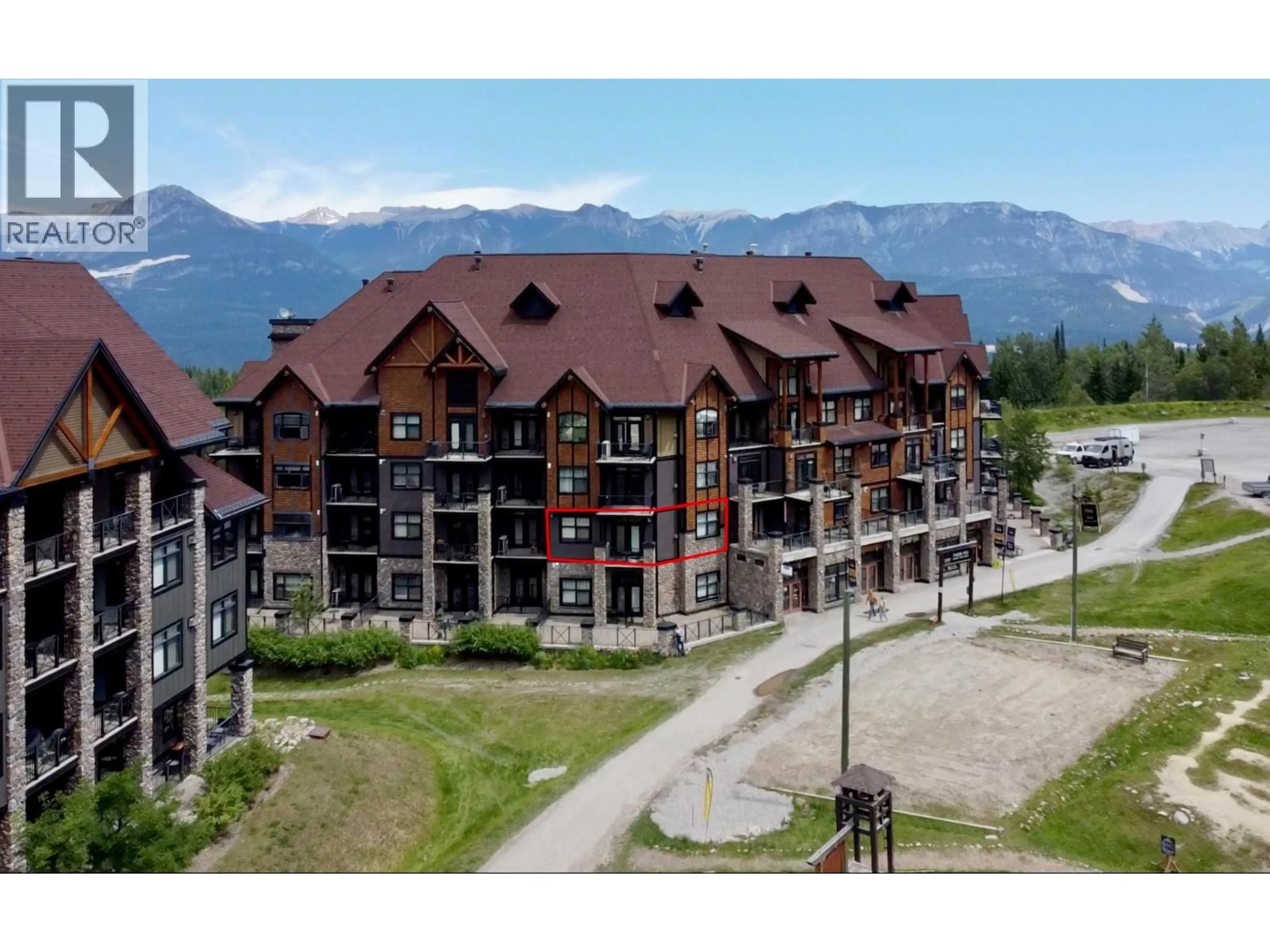 A pic from outside/outdoor area/front of a property/back of a property/a pic from drone, mountain view for 206 - 1545 KICKING HORSE TRAIL, Golden British Columbia V0A1H0
