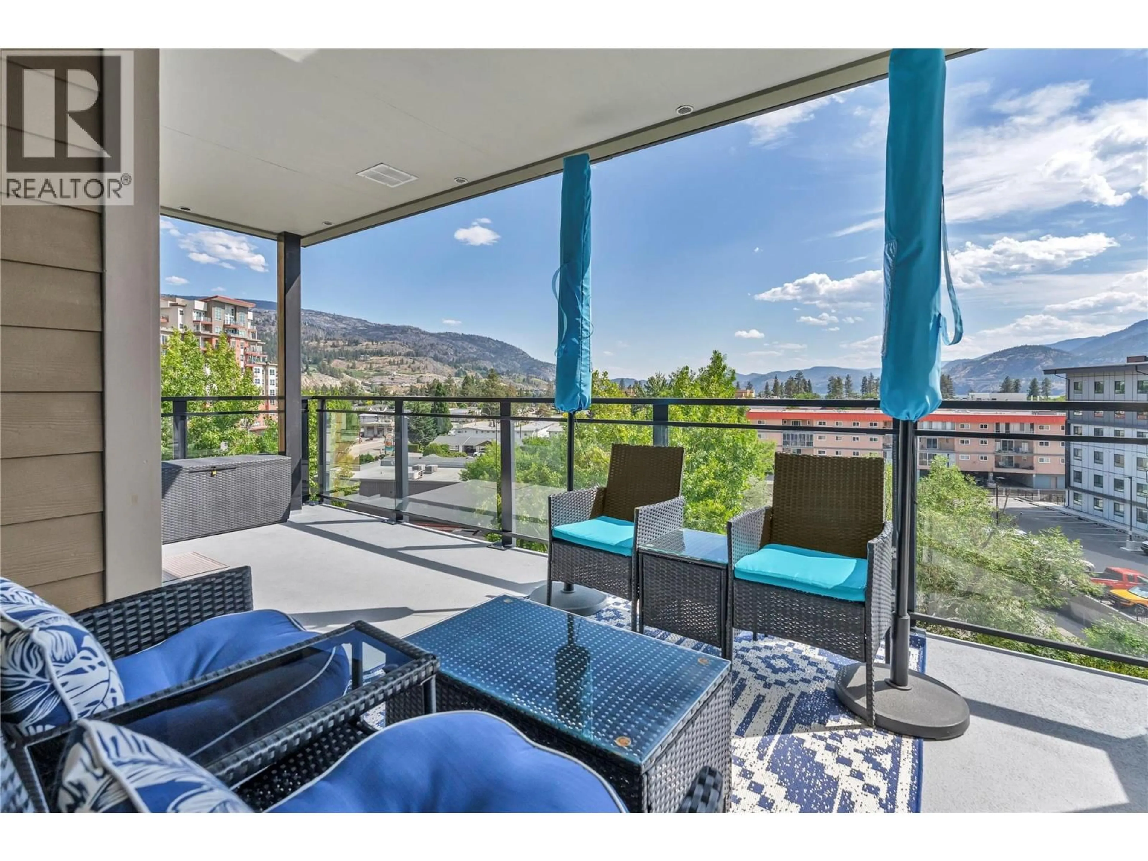 Patio, mountain view for 505 - 3301 SKAHA LAKE ROAD, Penticton British Columbia V2A6G6