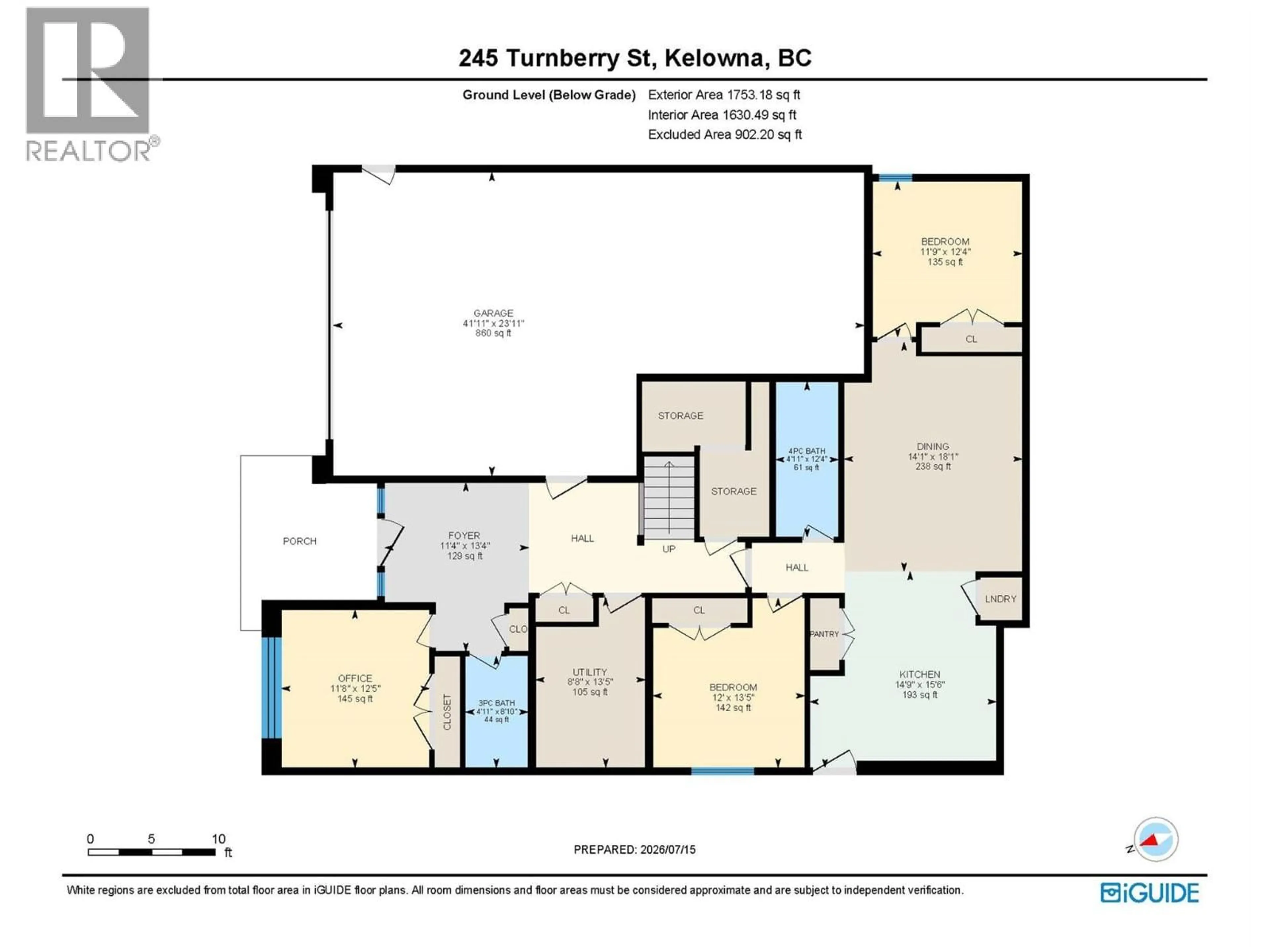 Floor plan for 245 TURNBERRY STREET, Kelowna British Columbia V1P0B1