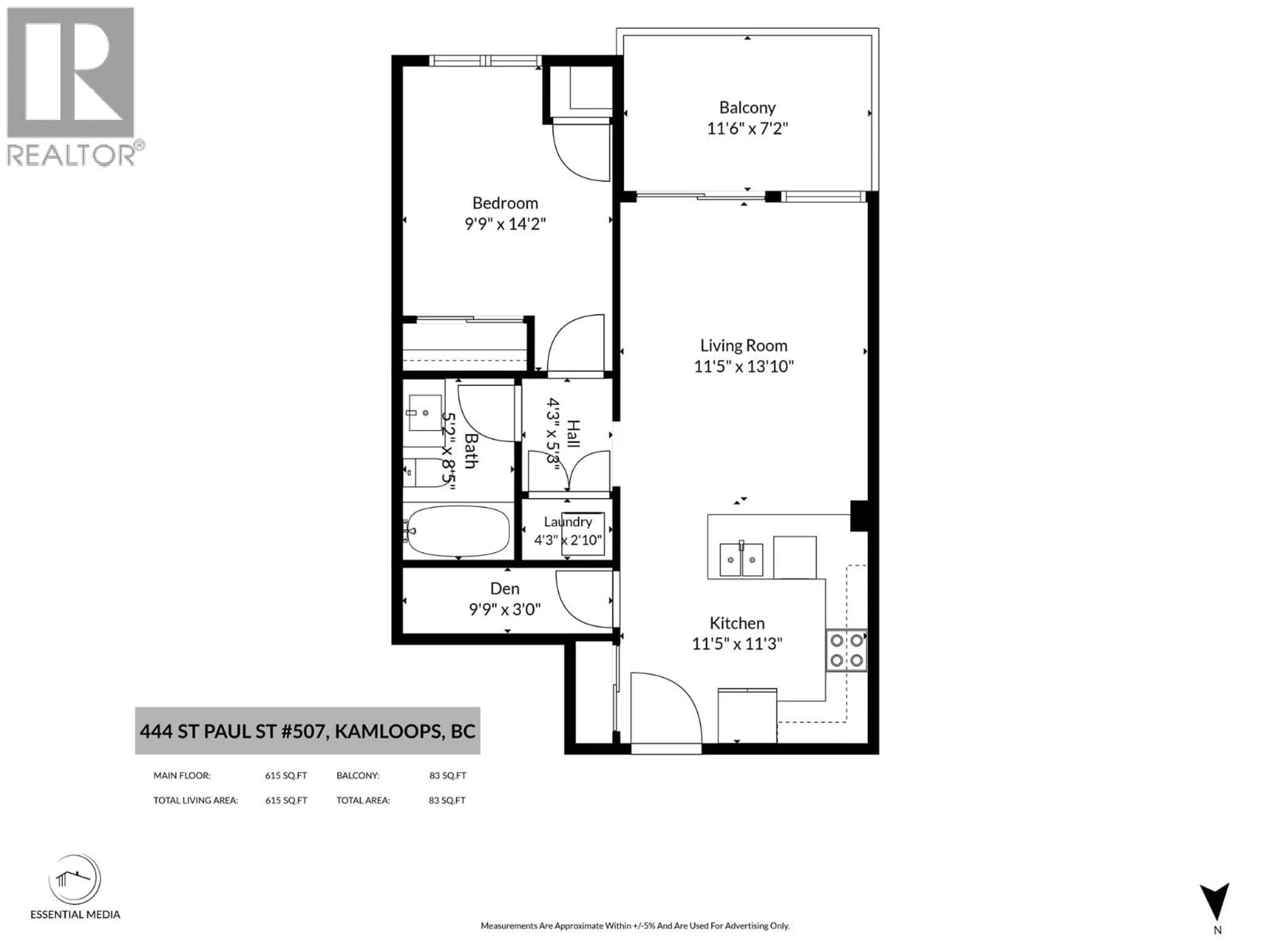 Floor plan for 507 - 444 ST PAUL STREET, Kamloops British Columbia V2C2J6