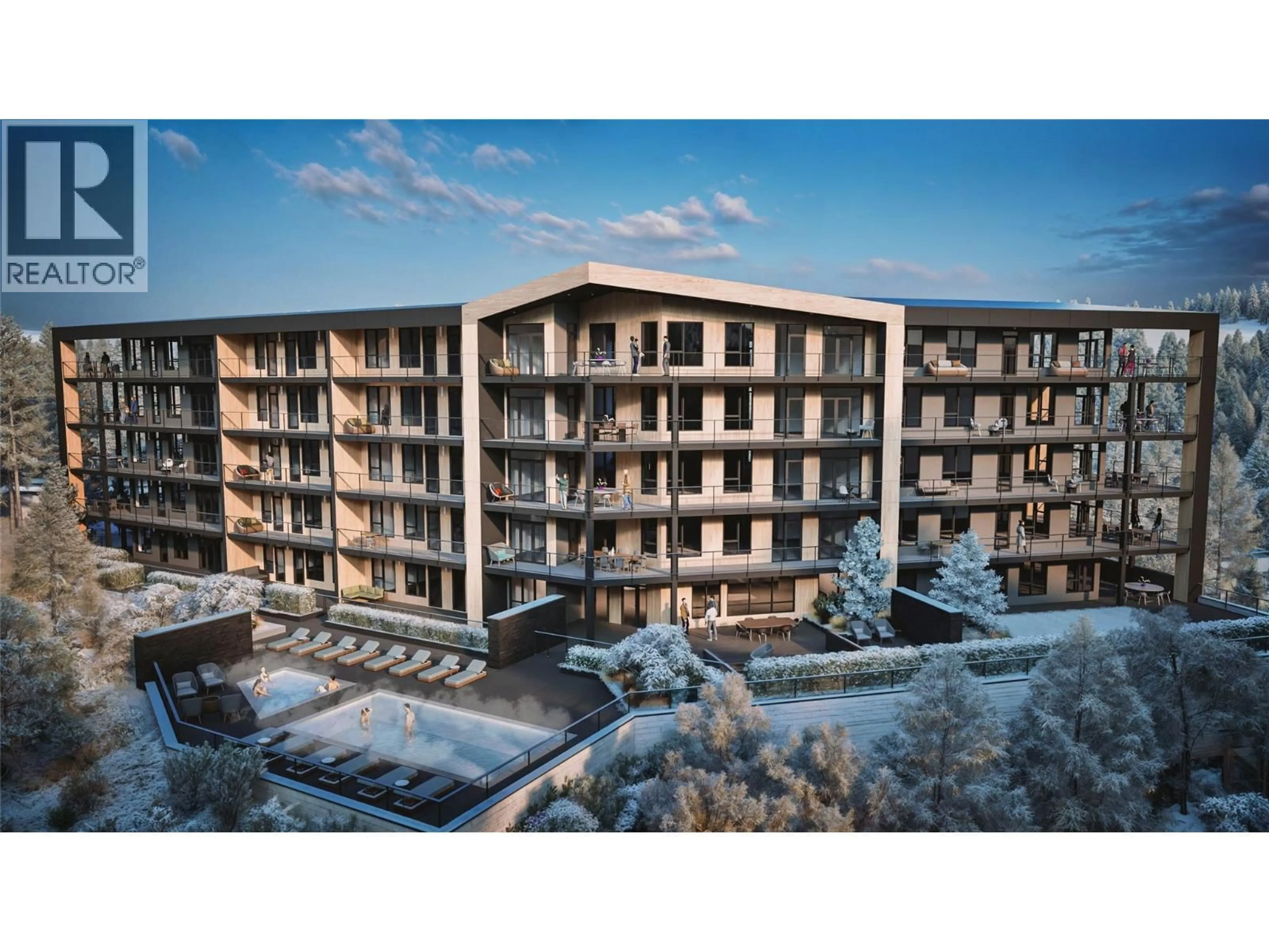 A pic from outside/outdoor area/front of a property/back of a property/a pic from drone, building for 401 - 1010 TELEMARK ROAD, Rossland British Columbia V0G1Y0
