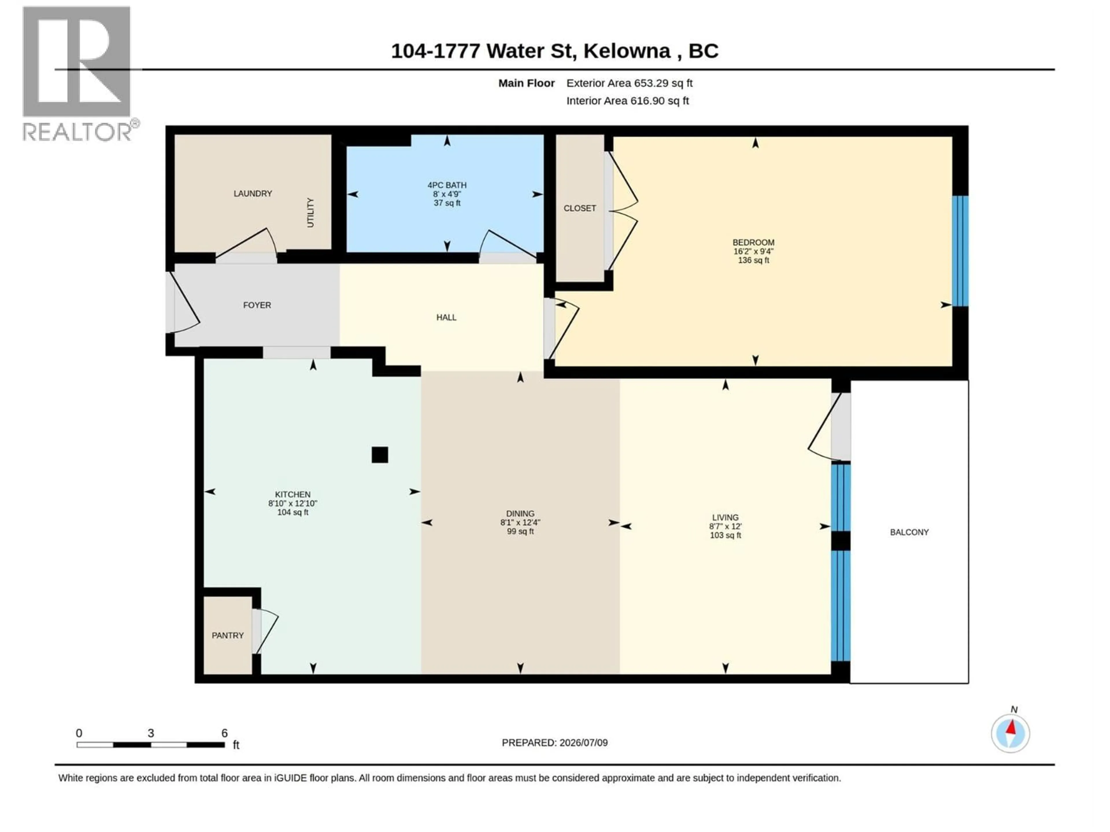 Floor plan for 104 - 1777 WATER STREET, Kelowna British Columbia V1Y1K4