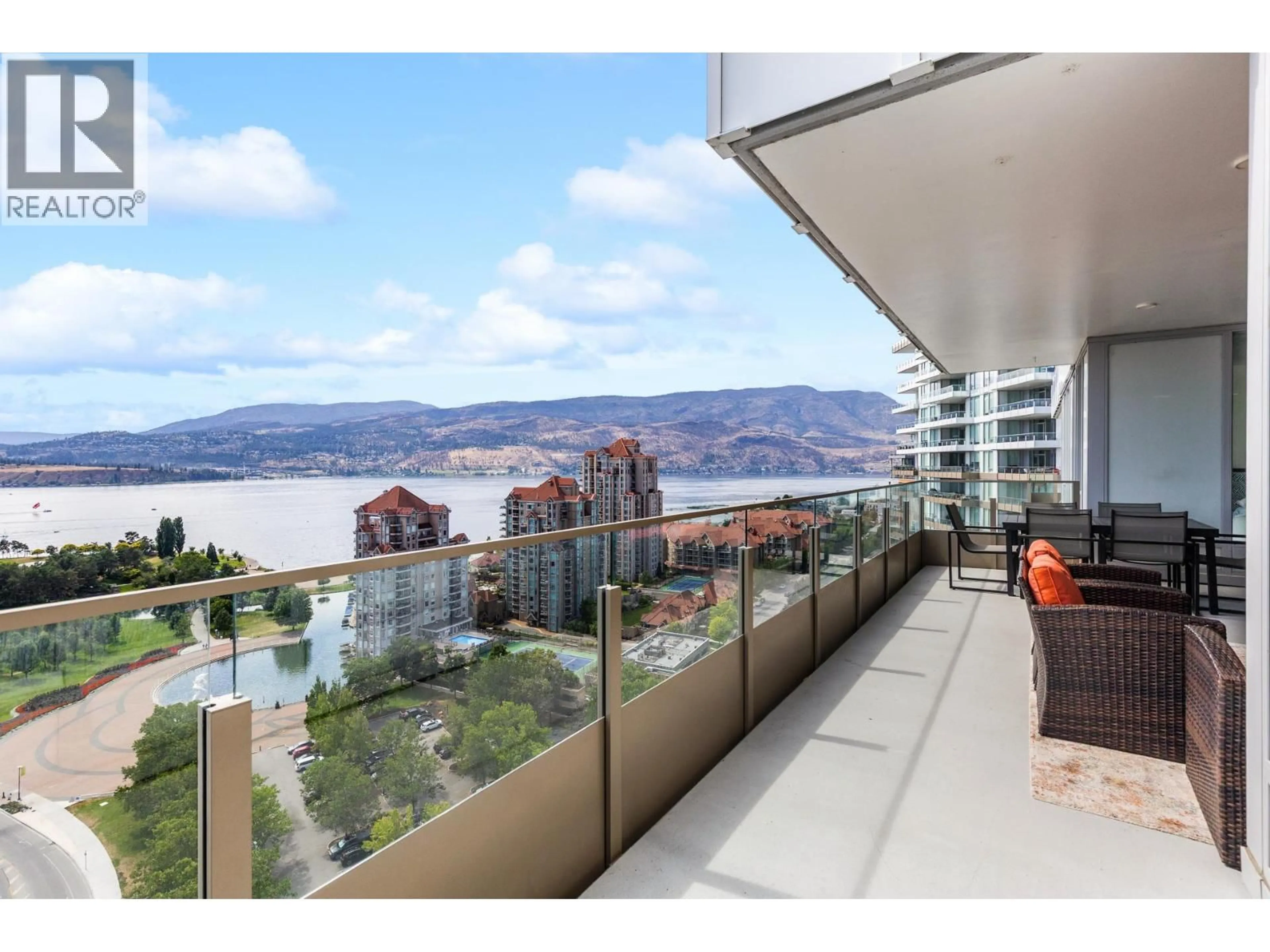 Balcony in the apartment, water/lake/river/ocean view for 1904 - 1191 SUNSET DRIVE, Kelowna British Columbia V1Y0J4