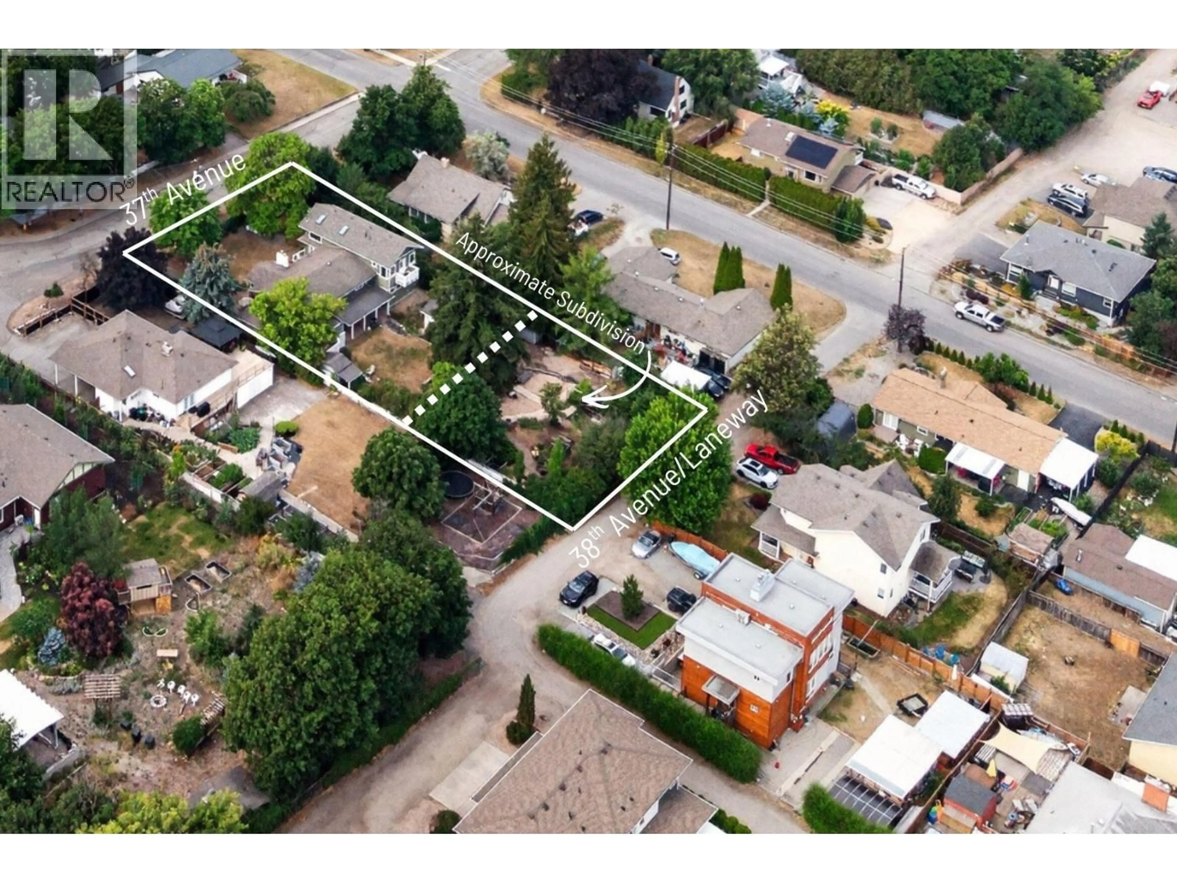 A pic from outside/outdoor area/front of a property/back of a property/a pic from drone, street for 1803 37 AVENUE, Vernon British Columbia V1T2W6