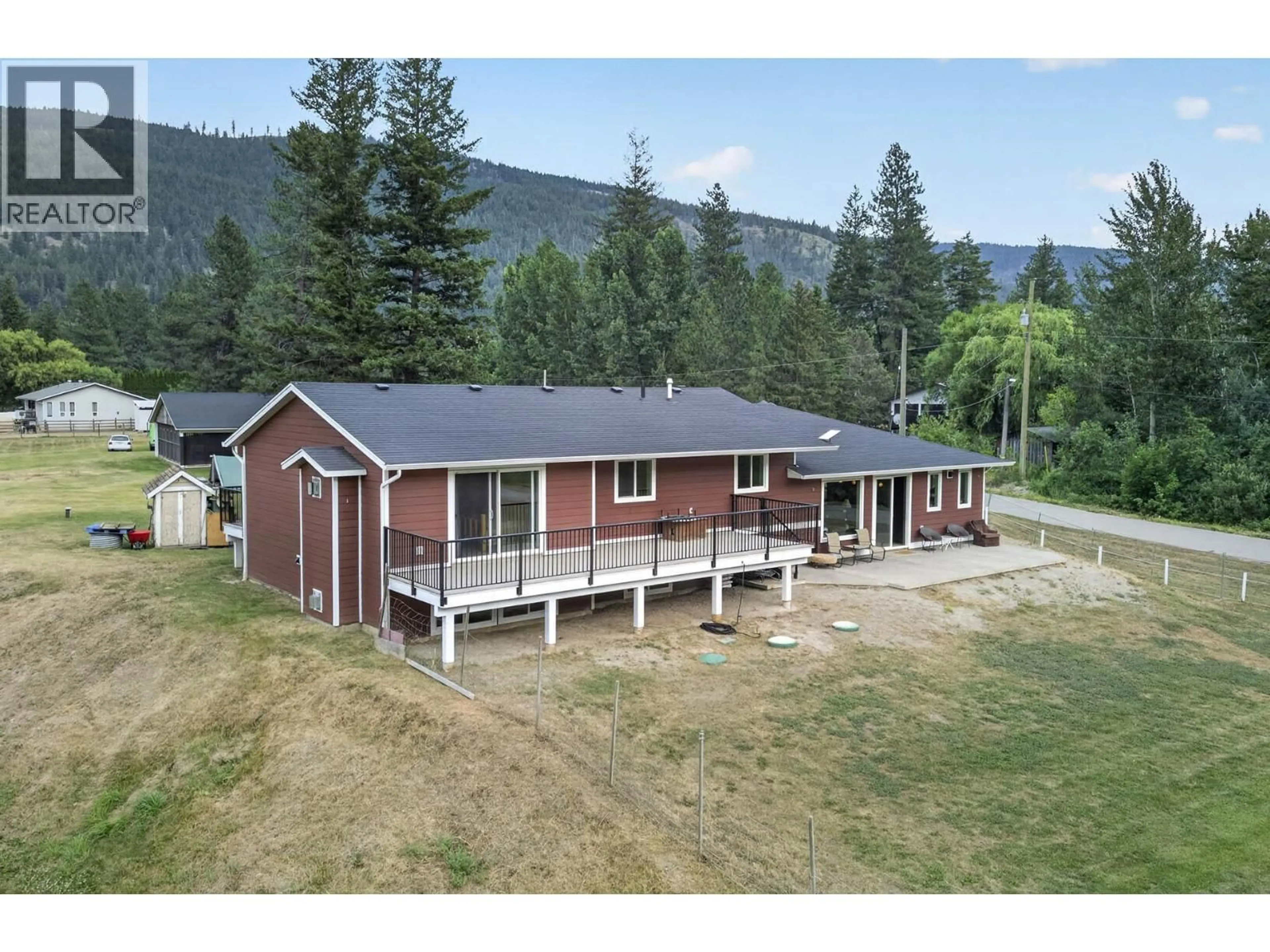 A pic from outside/outdoor area/front of a property/back of a property/a pic from drone, unknown for 215 MCLURE FERRY ROAD, McLure British Columbia V0E2H0