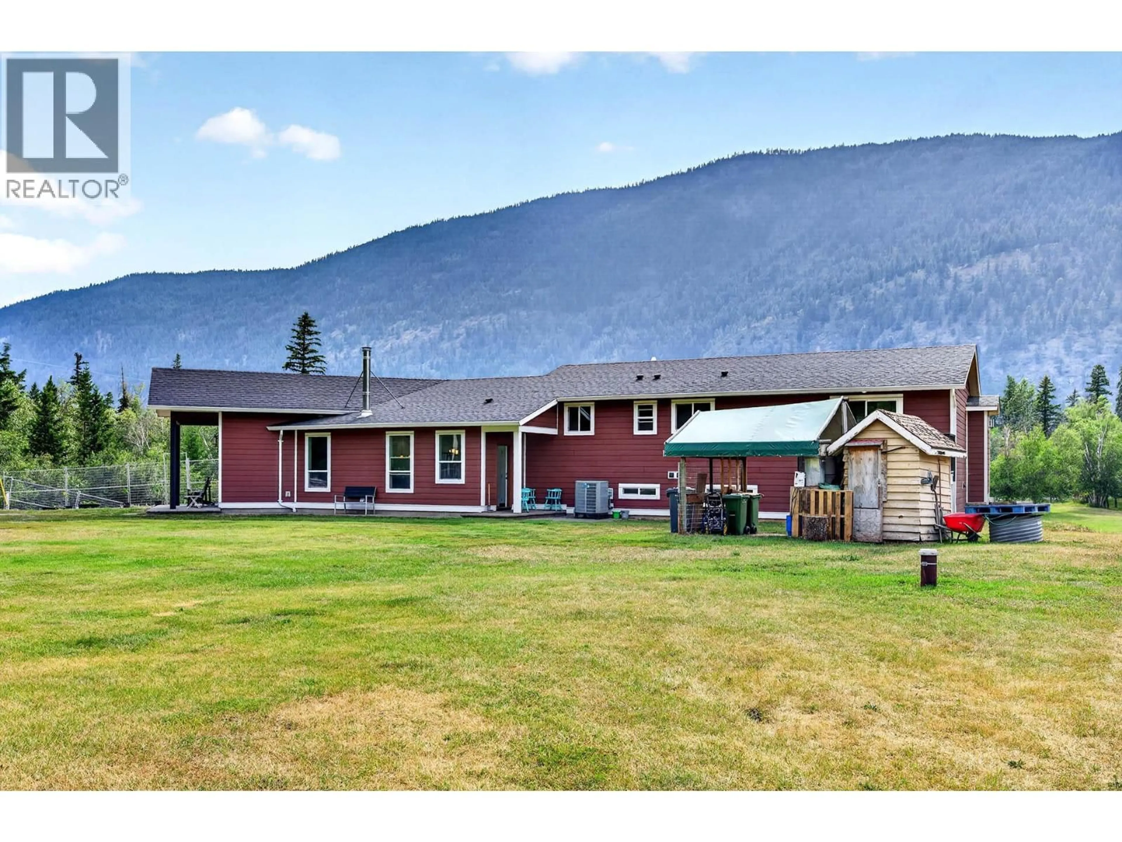 A pic from outside/outdoor area/front of a property/back of a property/a pic from drone, mountain view for 215 MCLURE FERRY ROAD, McLure British Columbia V0E2H0