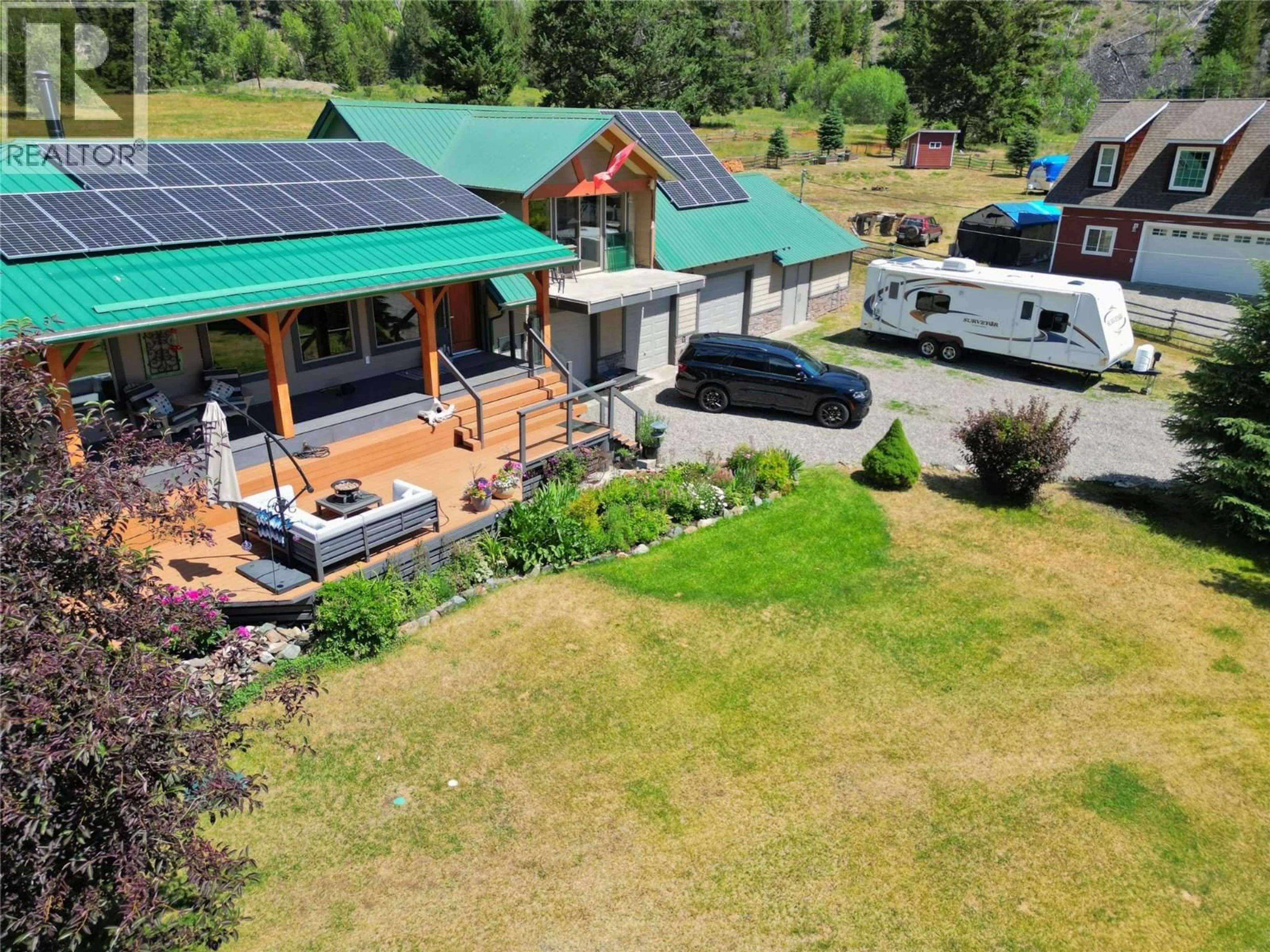 A pic from outside/outdoor area/front of a property/back of a property/a pic from drone, mountain view for 118 SKYE BLUE LOOP, Princeton British Columbia V0X1W0