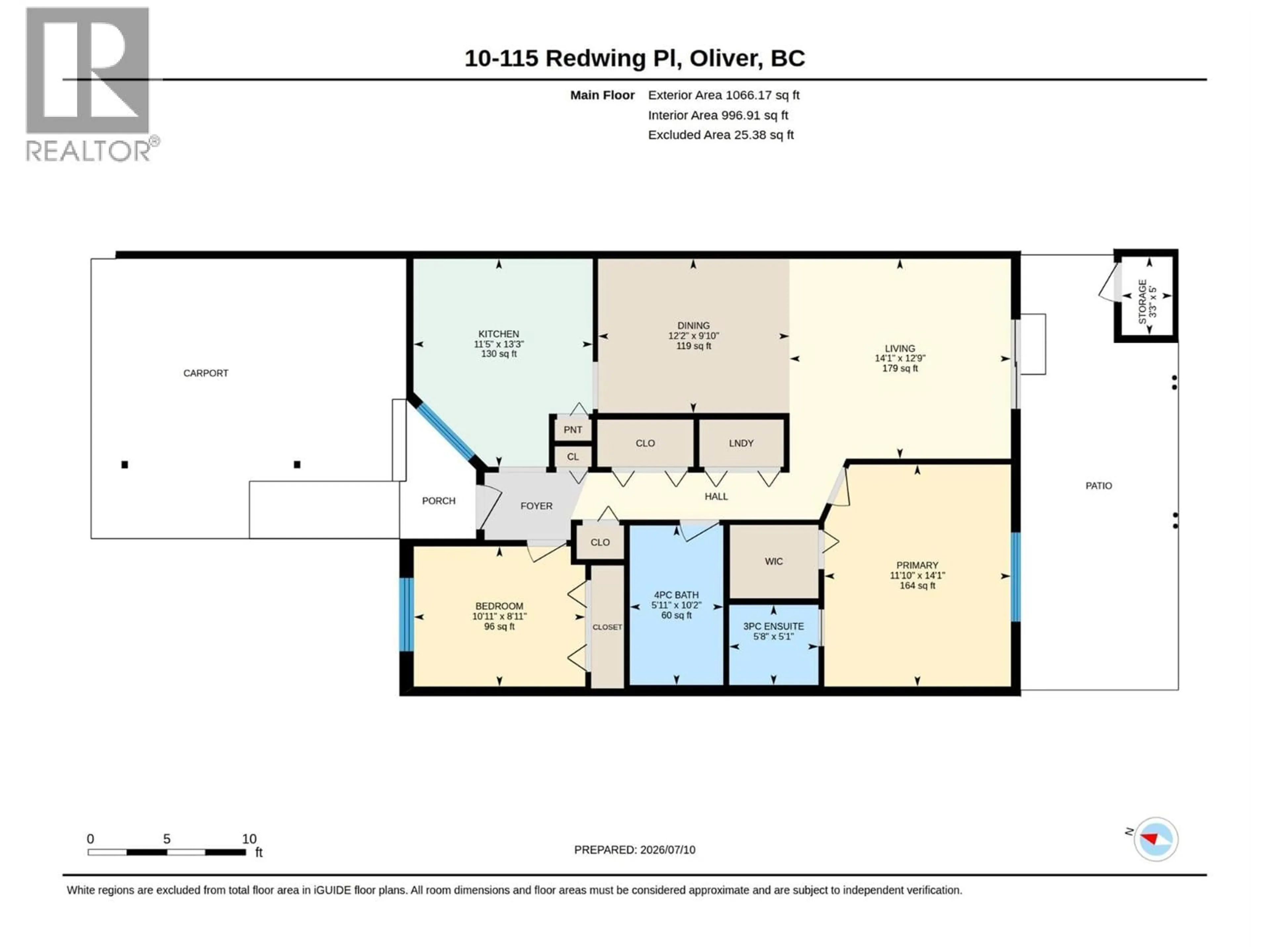 Floor plan for 10 - 115 REDWING PLACE, Oliver British Columbia V0H1T4