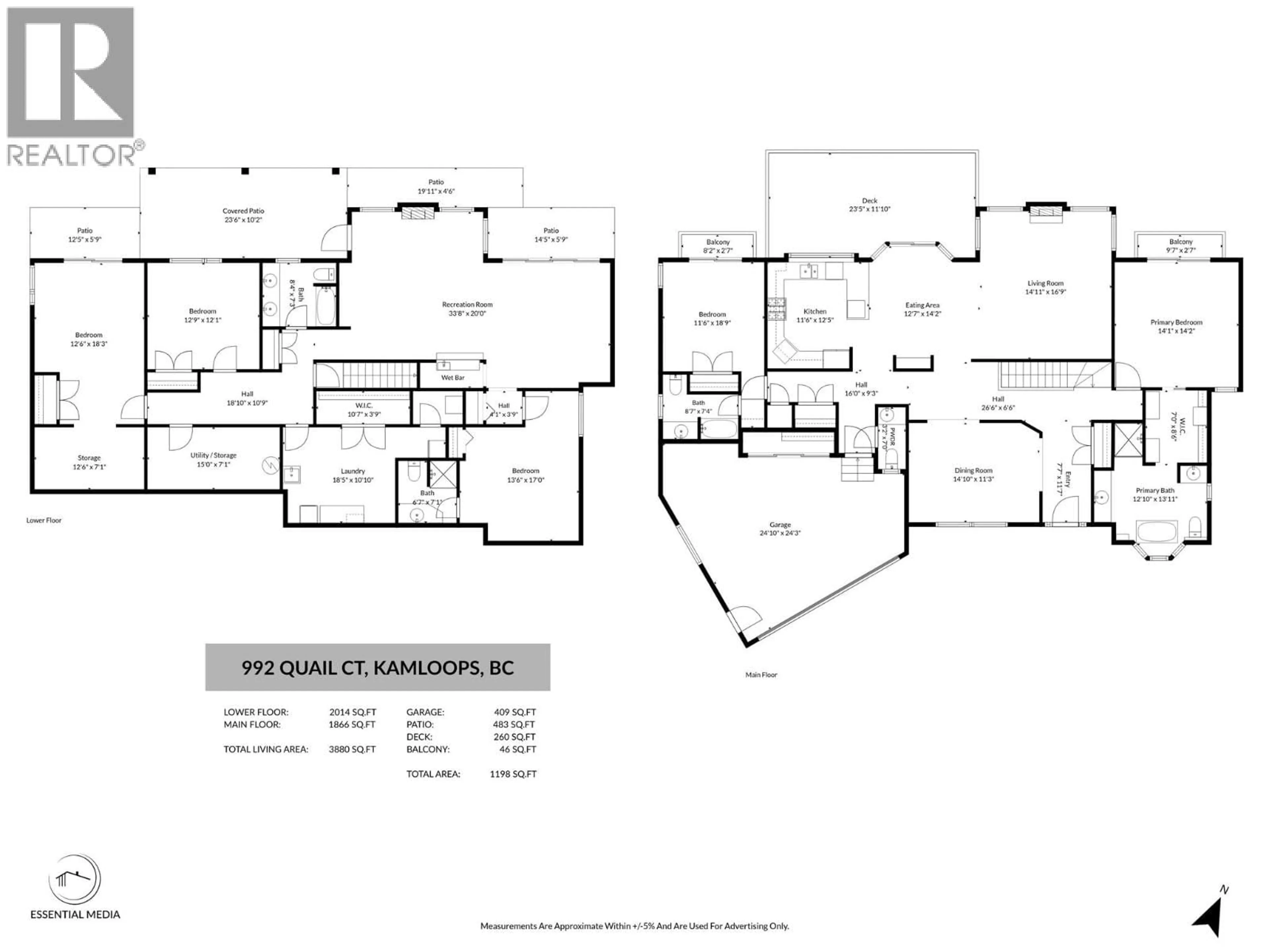 Floor plan for 992 QUAIL COURT, Kamloops British Columbia V2B8P2