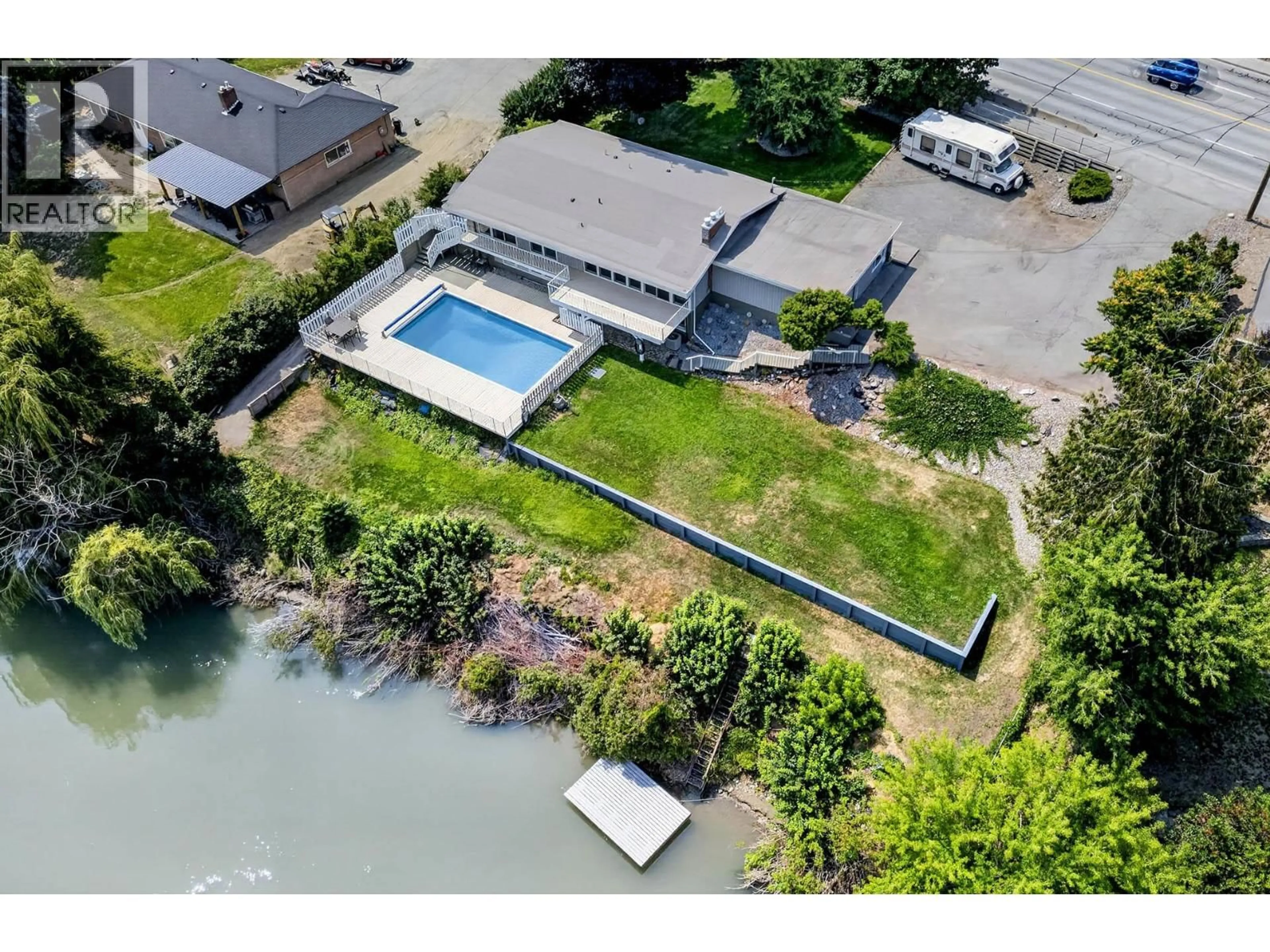 A pic from outside/outdoor area/front of a property/back of a property/a pic from drone, water/lake/river/ocean view for 2165 WESTSYDE ROAD, Kamloops British Columbia V2B7C3