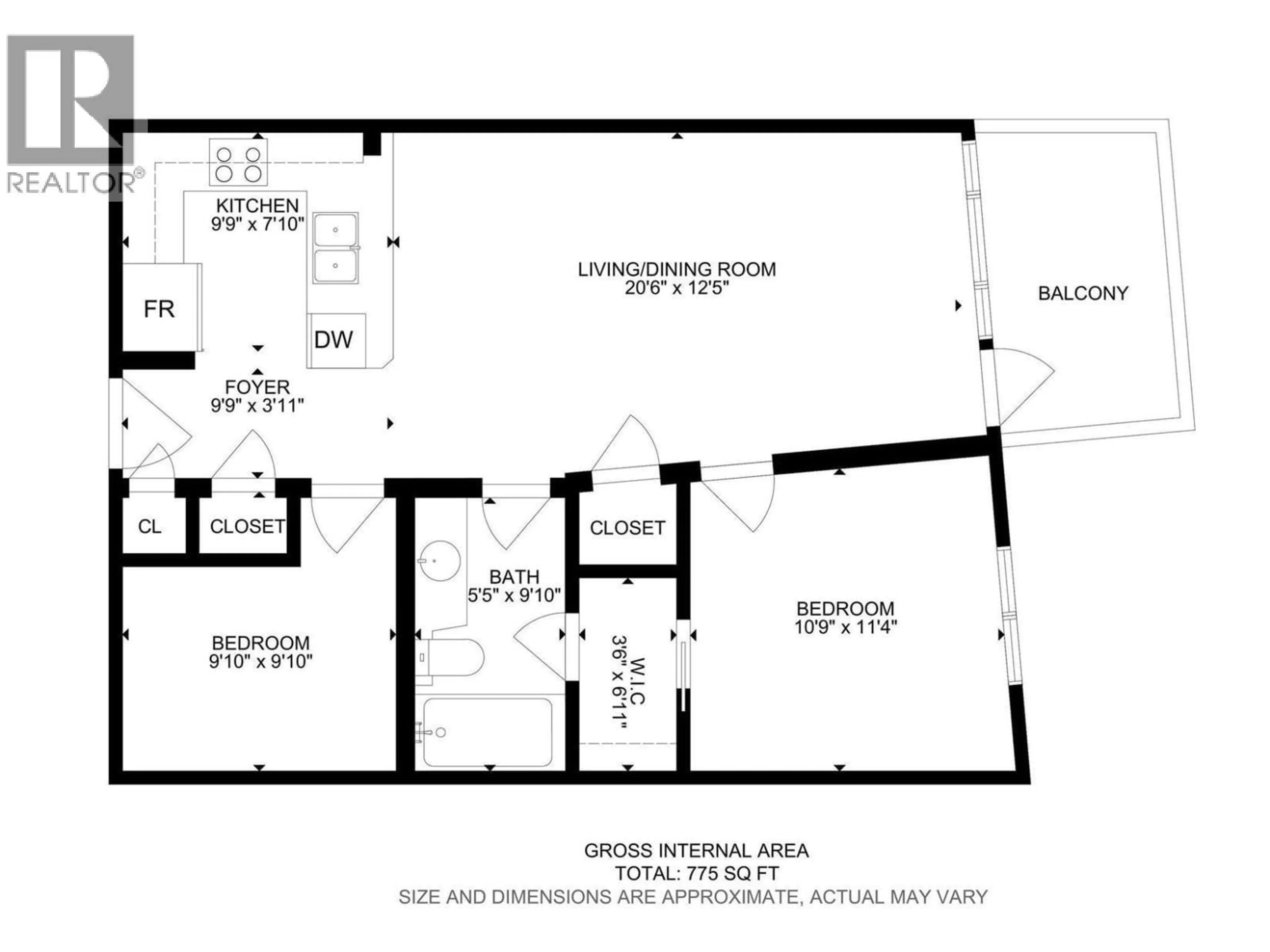 Floor plan for 504 - 654 COOK ROAD, Kelowna British Columbia V1W3G7