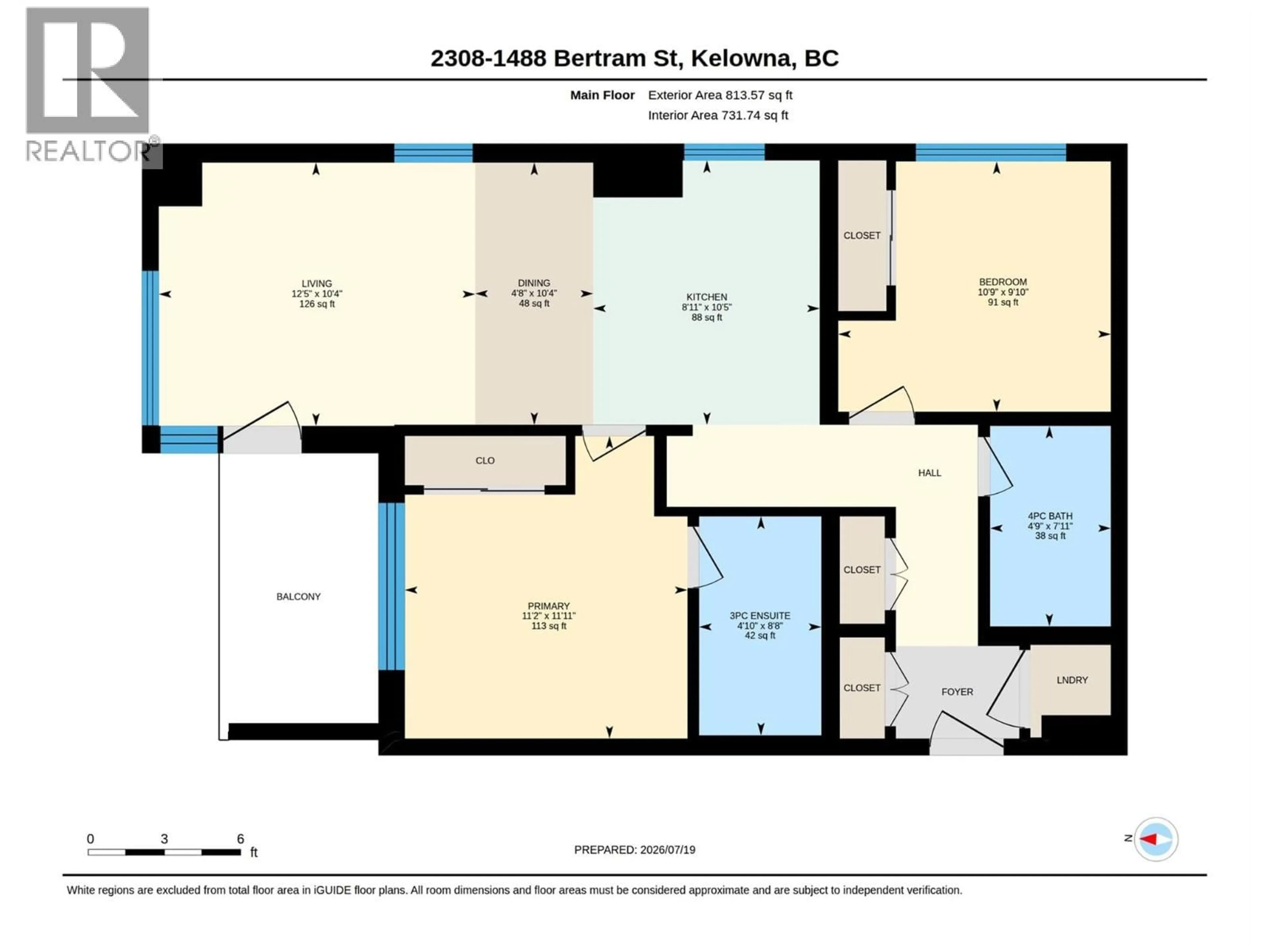 Floor plan for 2308 - 1488 BERTRAM STREET, Kelowna British Columbia V1Y0M6