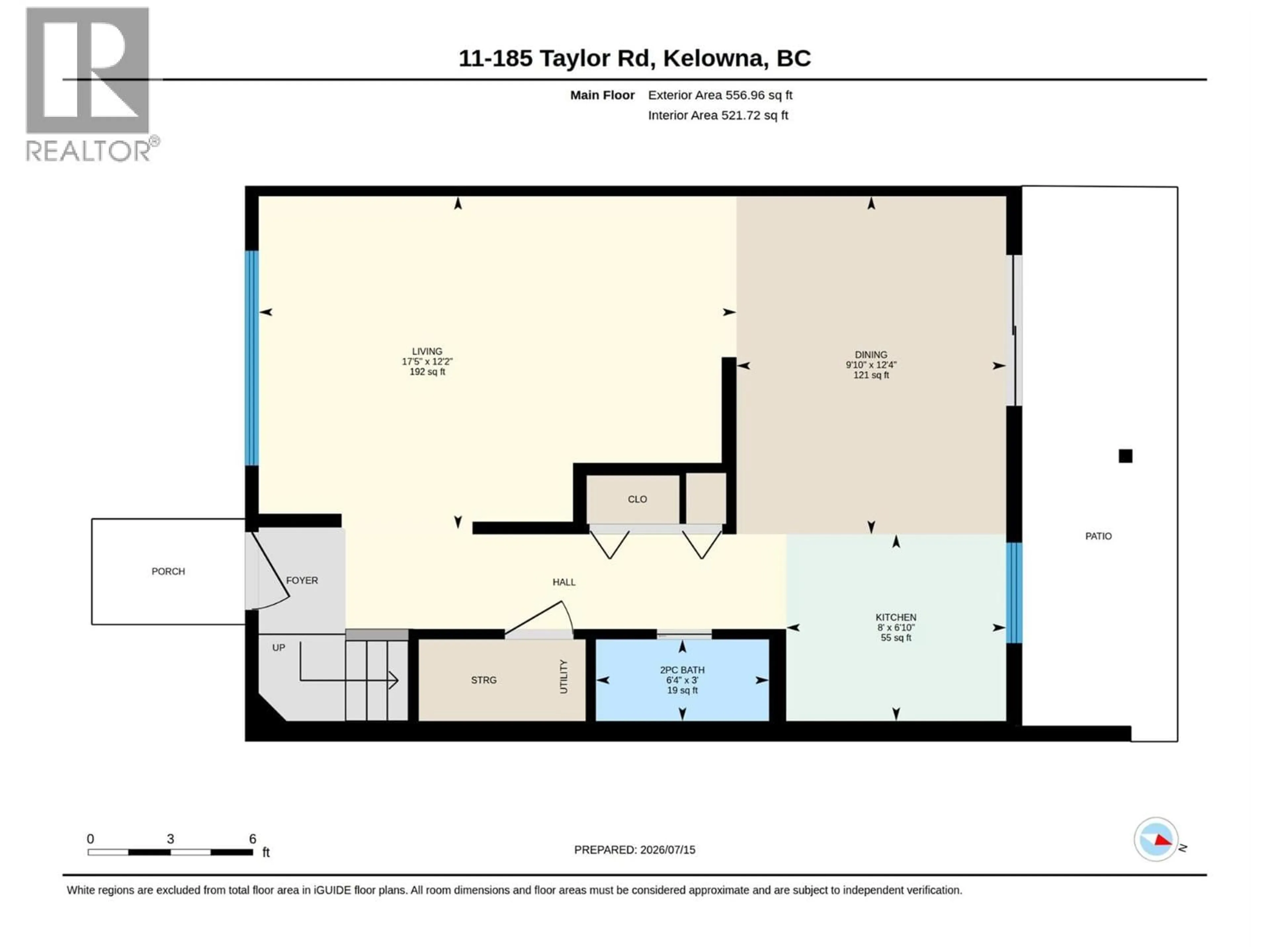 Floor plan for 11 - 185 TAYLOR ROAD, Kelowna British Columbia V1X4G1